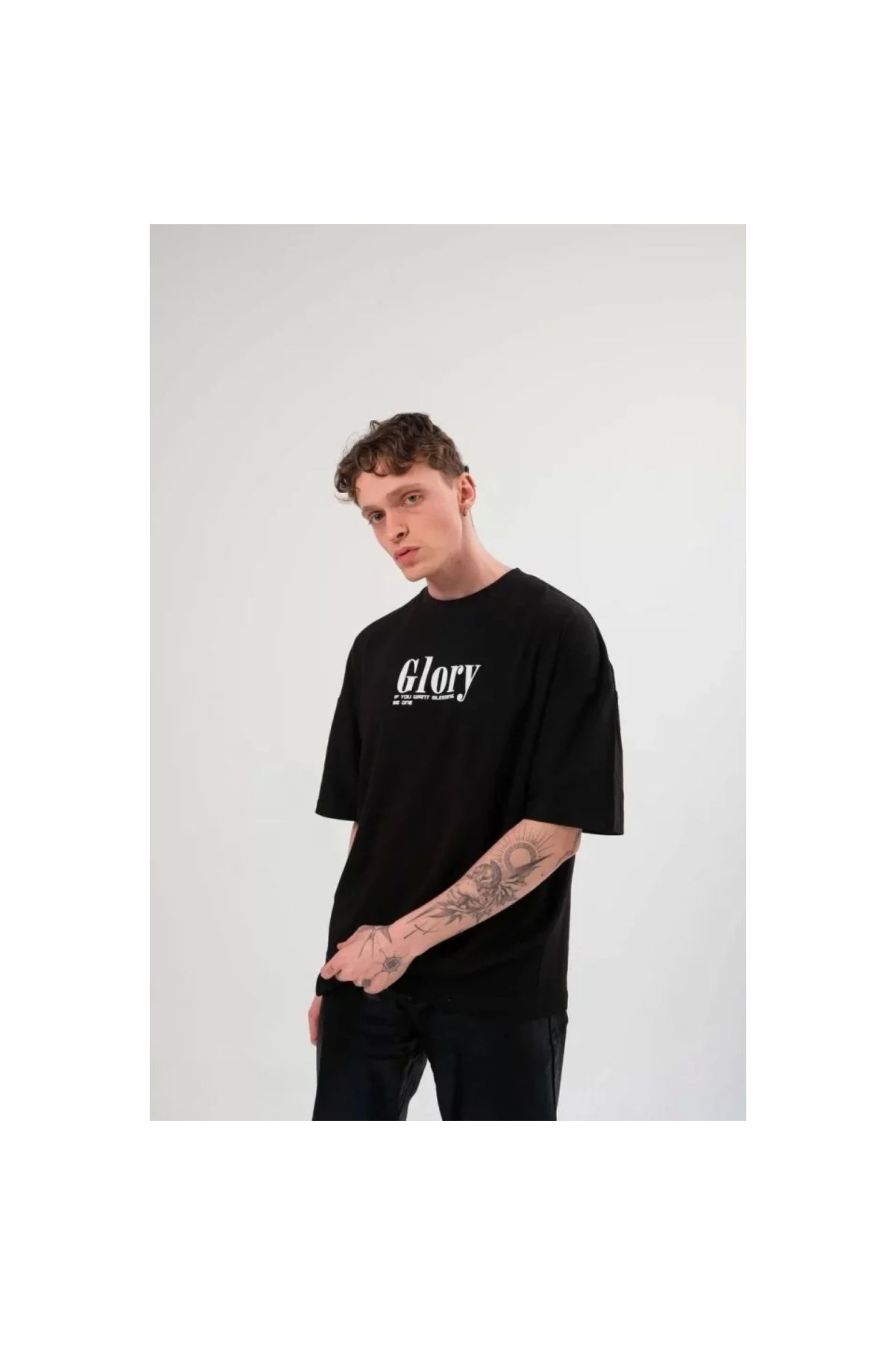 Narnuga Unisex Bisiklet Yaka Baskılı Oversize TShirt