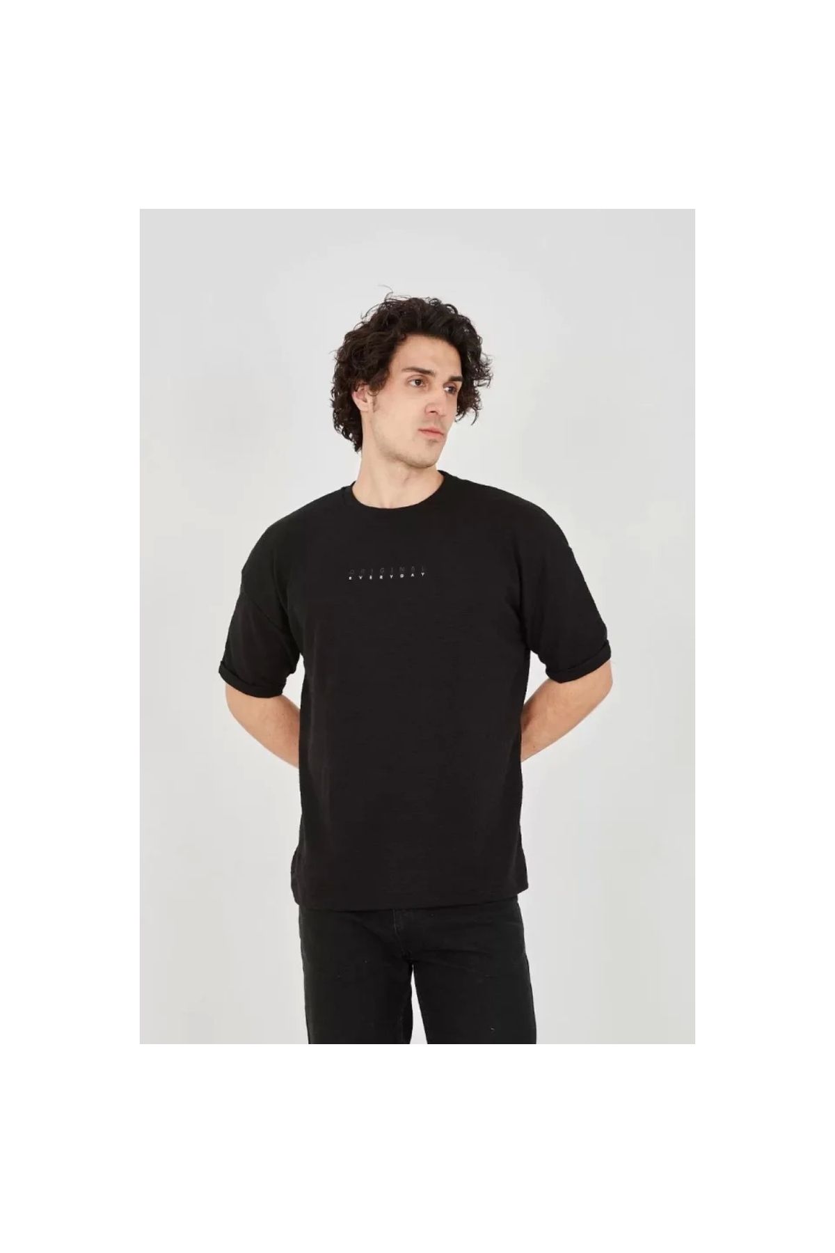 Narnuga Unisex Jakar Kumaş Rahat Kol TShirt