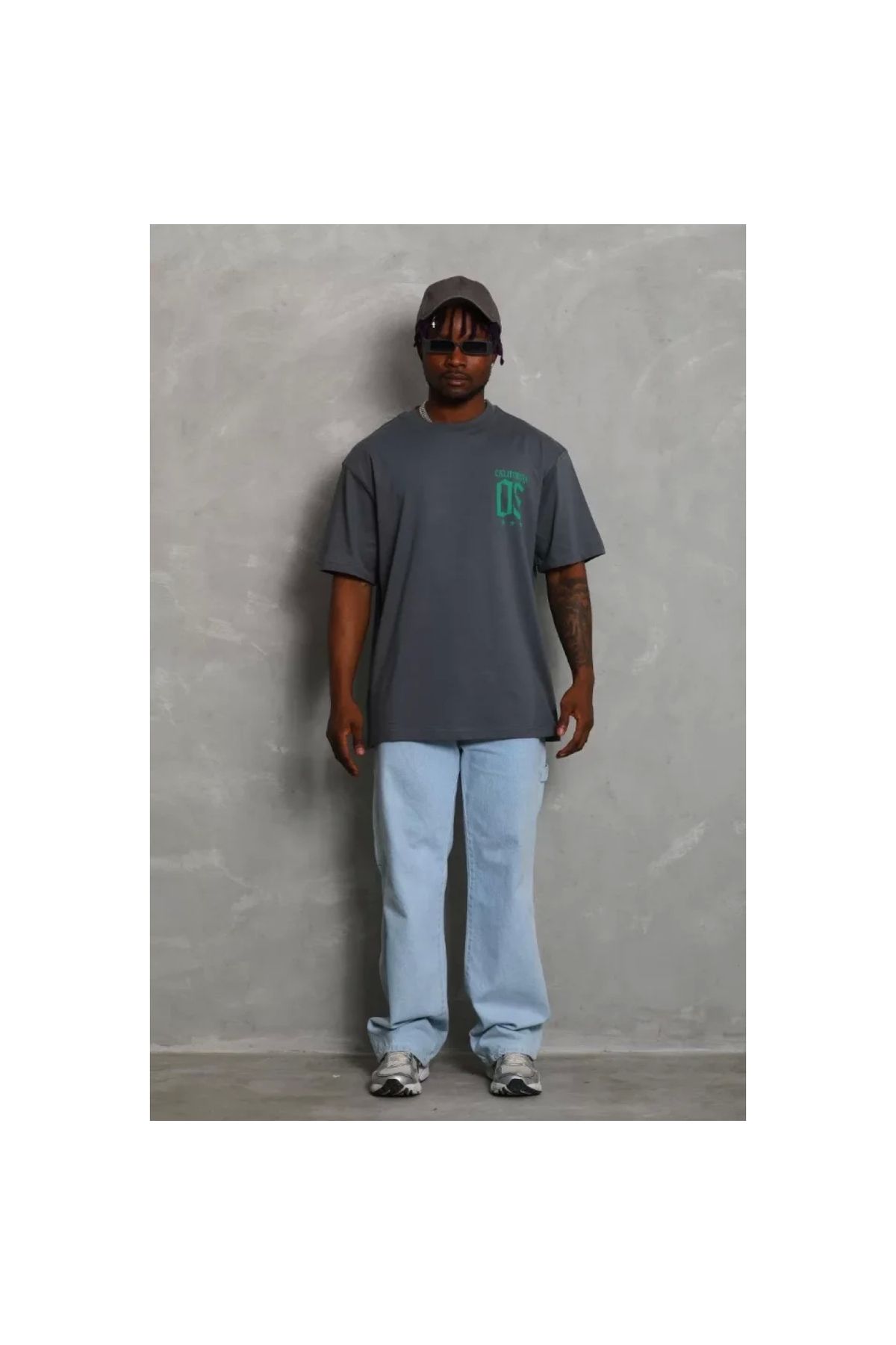 Narnuga Unisex Oversize Baskılı Bisiklet Yaka TShirt