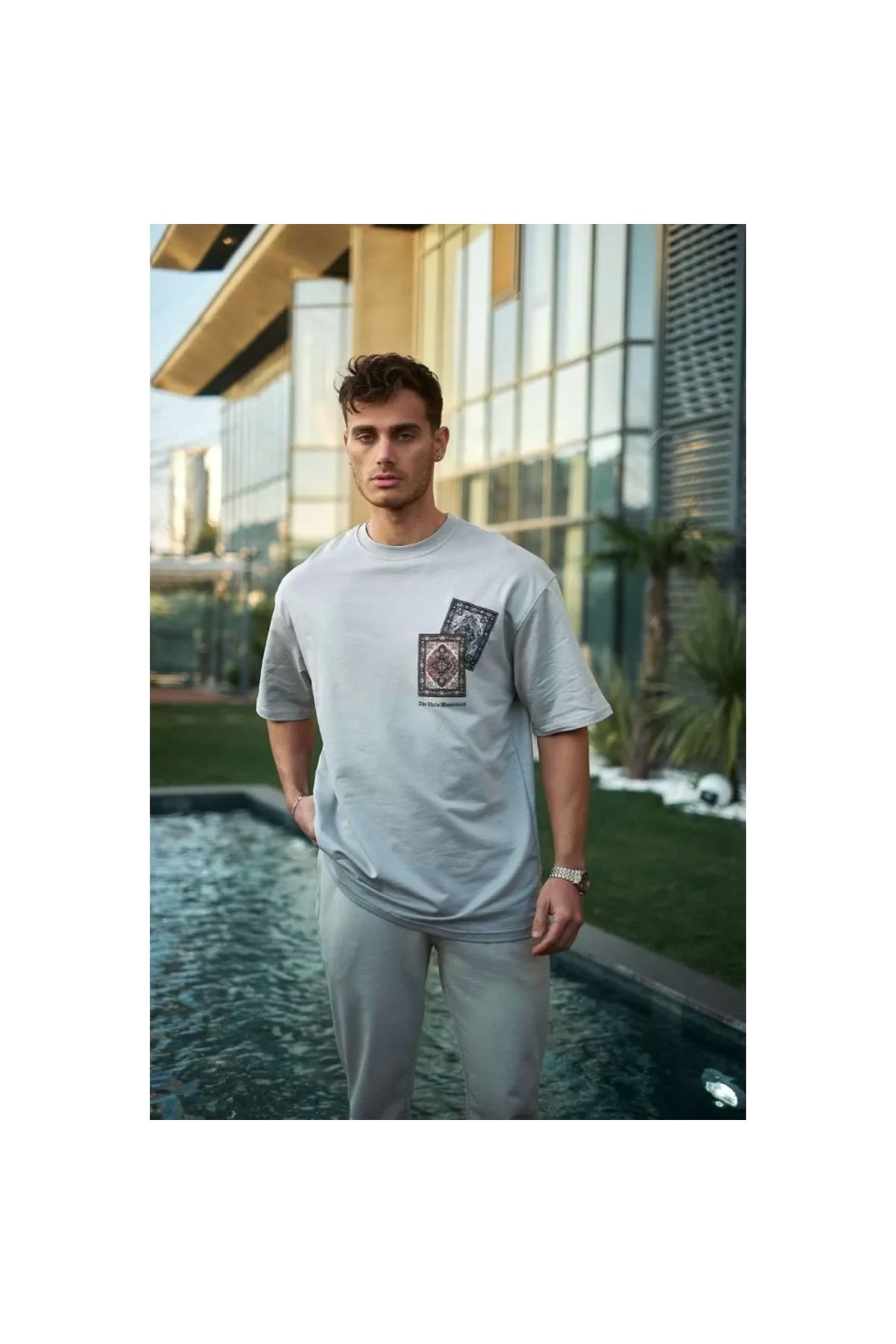 Narnuga Unisex Bisiklet Yaka Baskılı Oversize TShirt