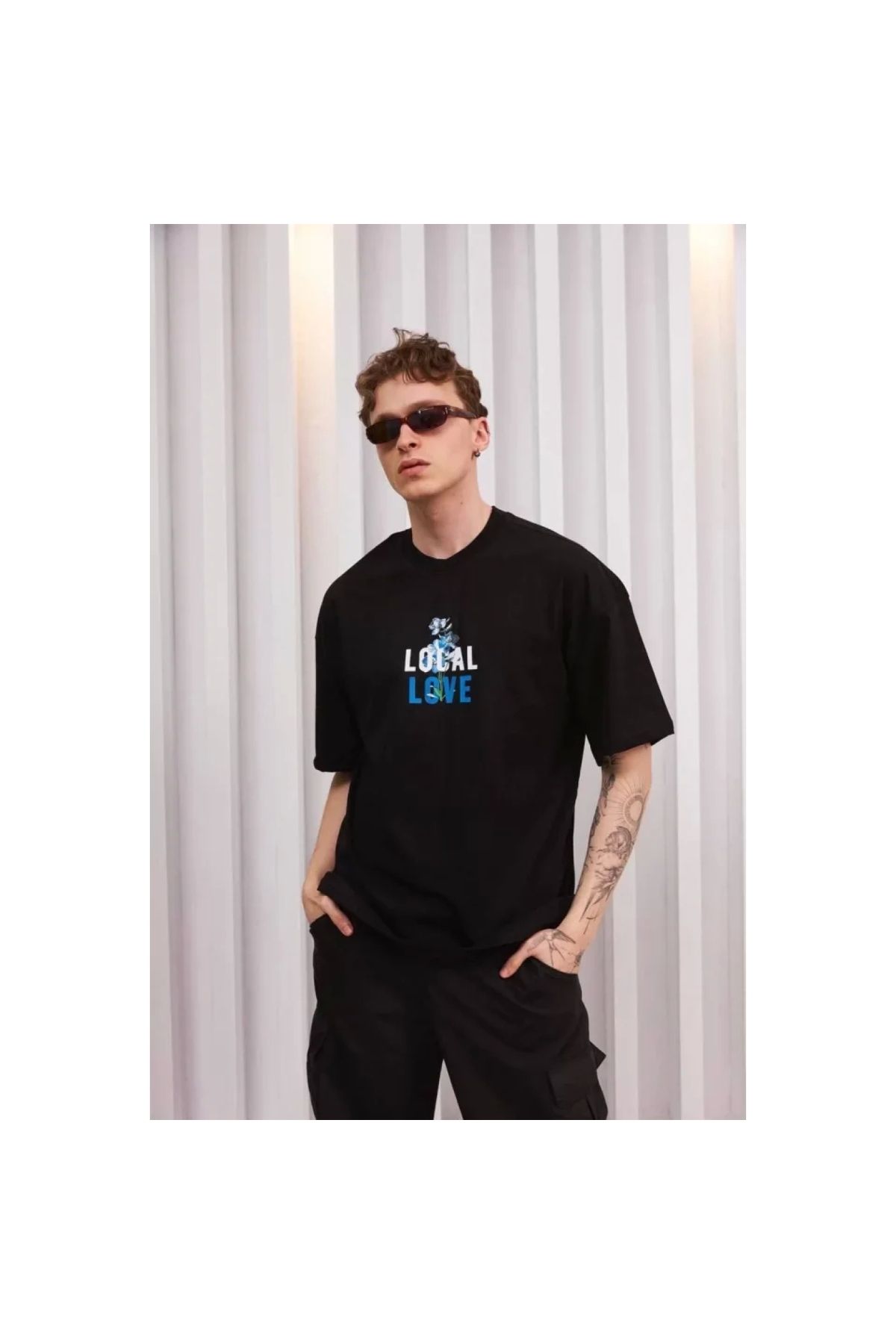 Narnuga Unisex Bisiklet Yaka Baskılı Oversize TShirt