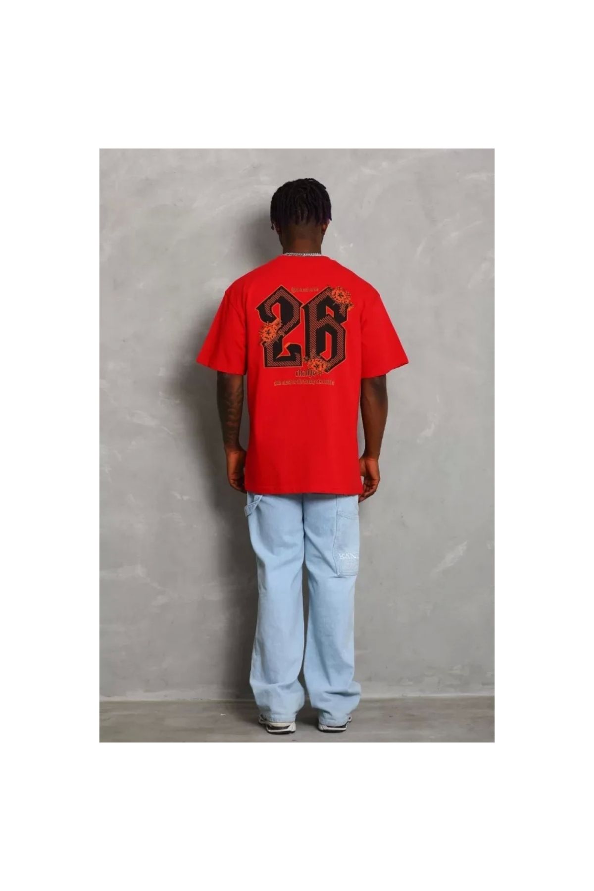 Narnuga Unisex Oversize Baskılı Bisiklet Yaka TShirt