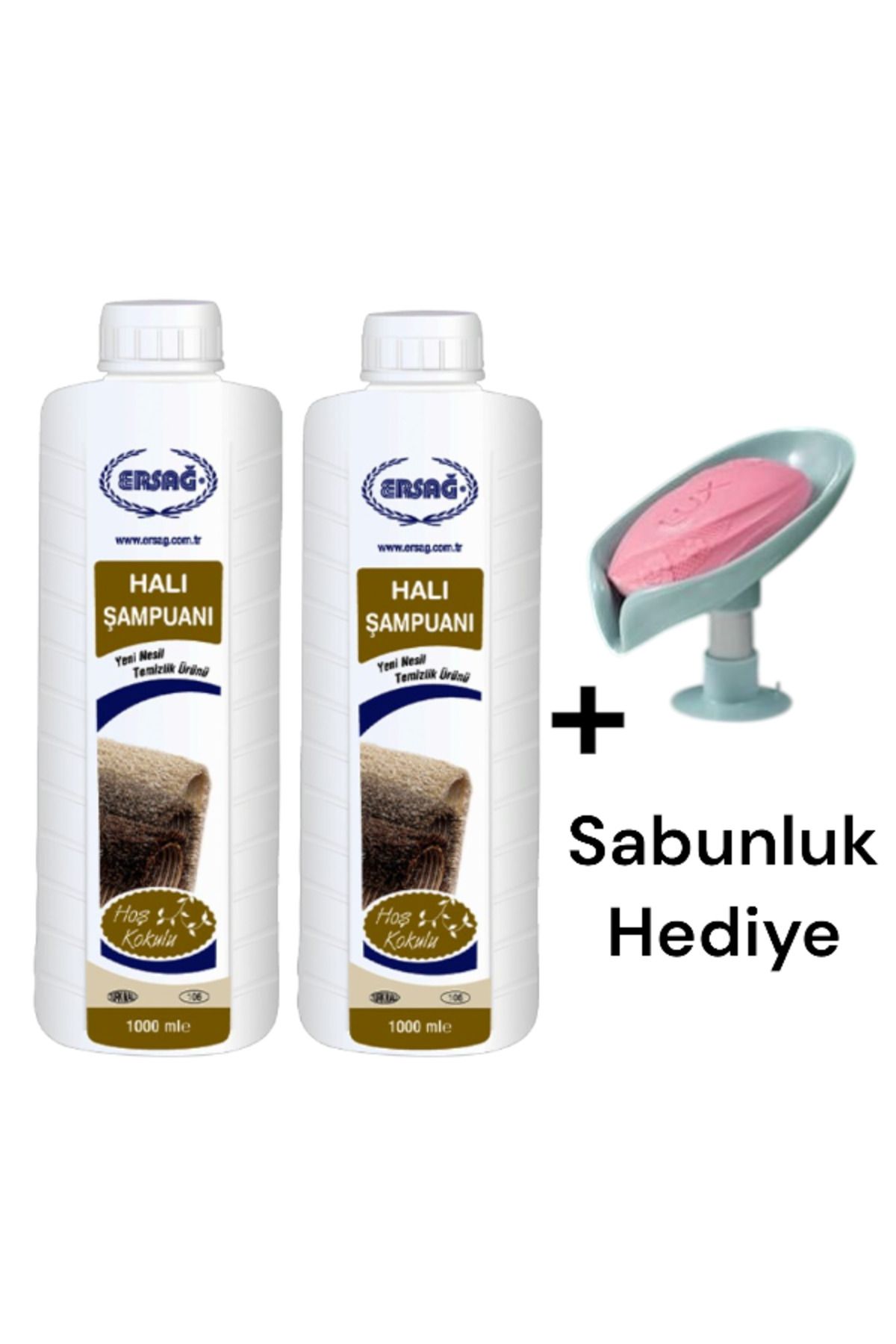 Ersağ Halı Şampuanı 1000 ML (2 ADET) + Sabunluk