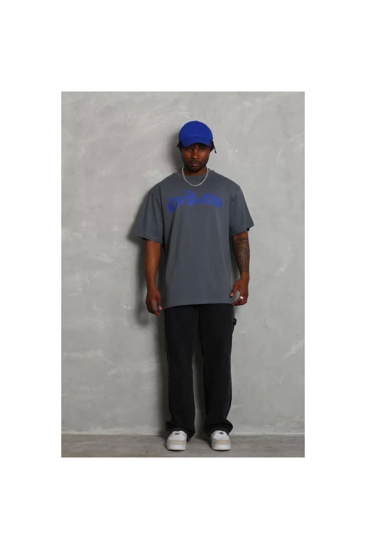Narnuga Unisex Oversize Baskılı Bisiklet Yaka TShirt
