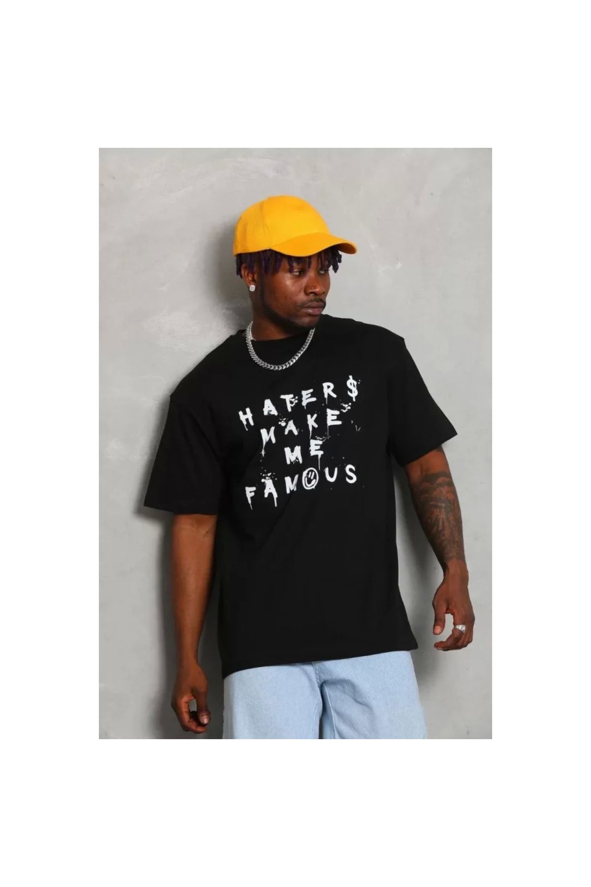 Narnuga Unisex Oversize Baskılı Bisiklet Yaka TShirt