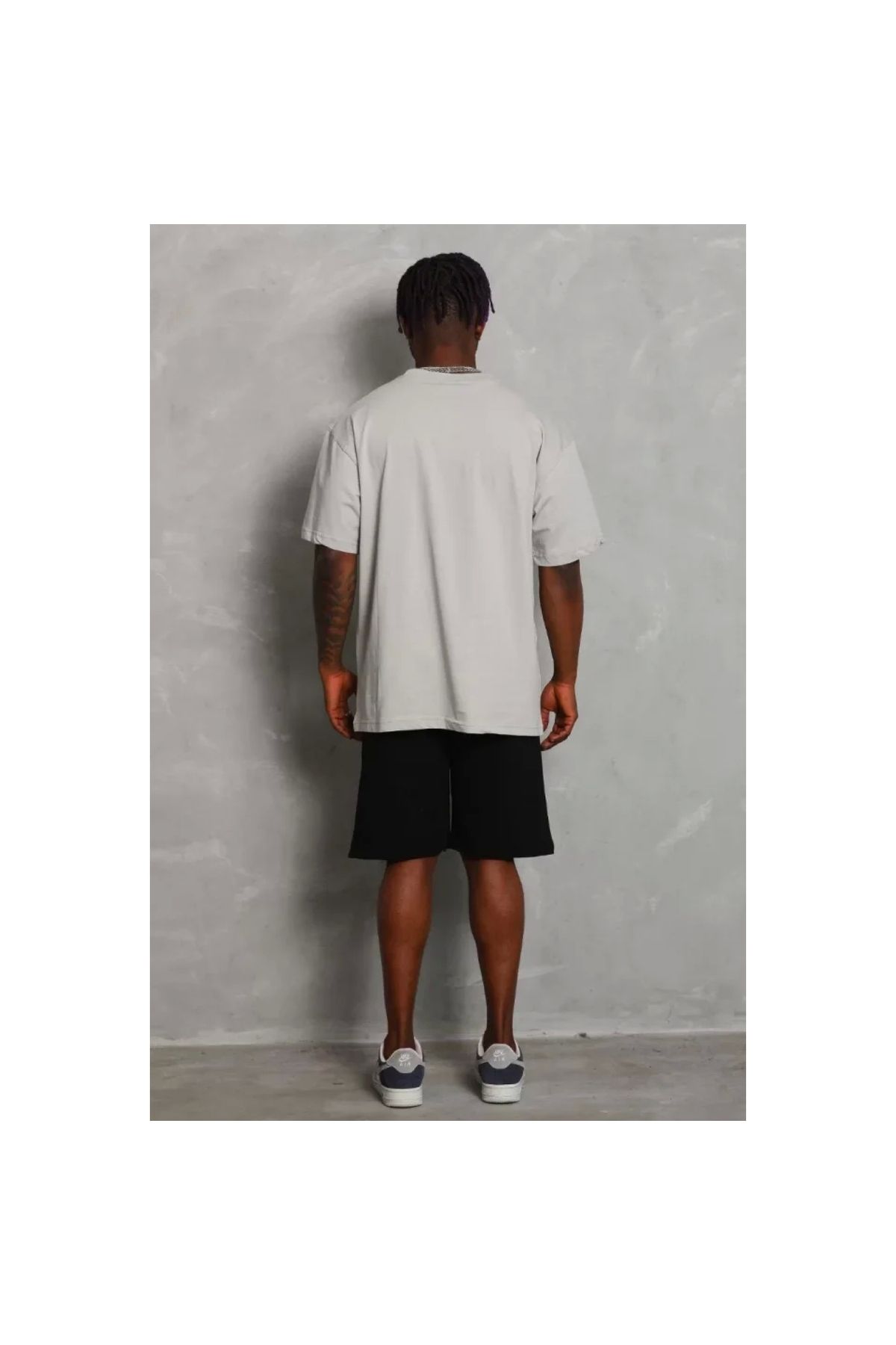 Narnuga Unisex Oversize Düz Bisiklet Yaka TShirt