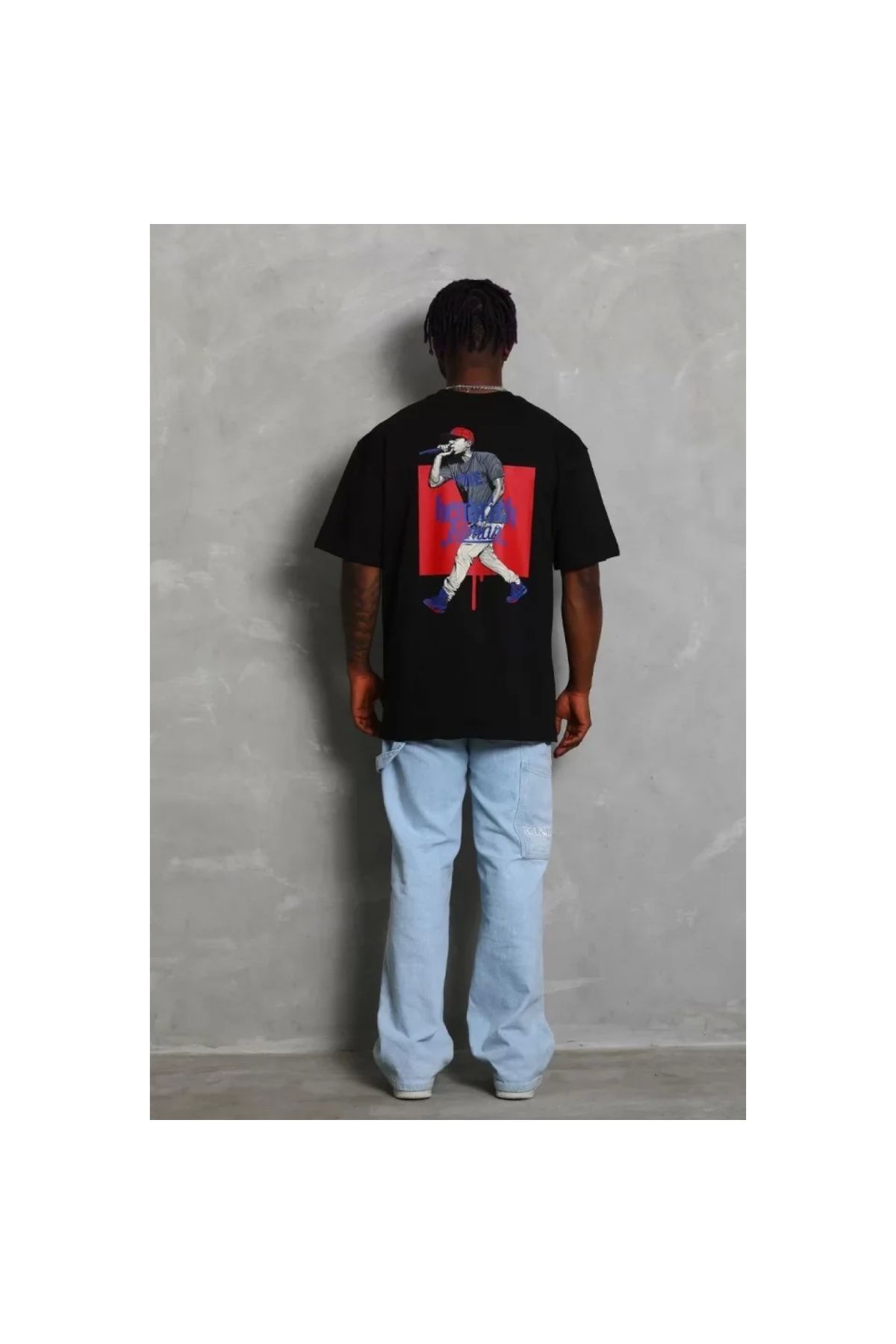 Narnuga Unisex Oversize Baskılı Bisiklet Yaka TShirt