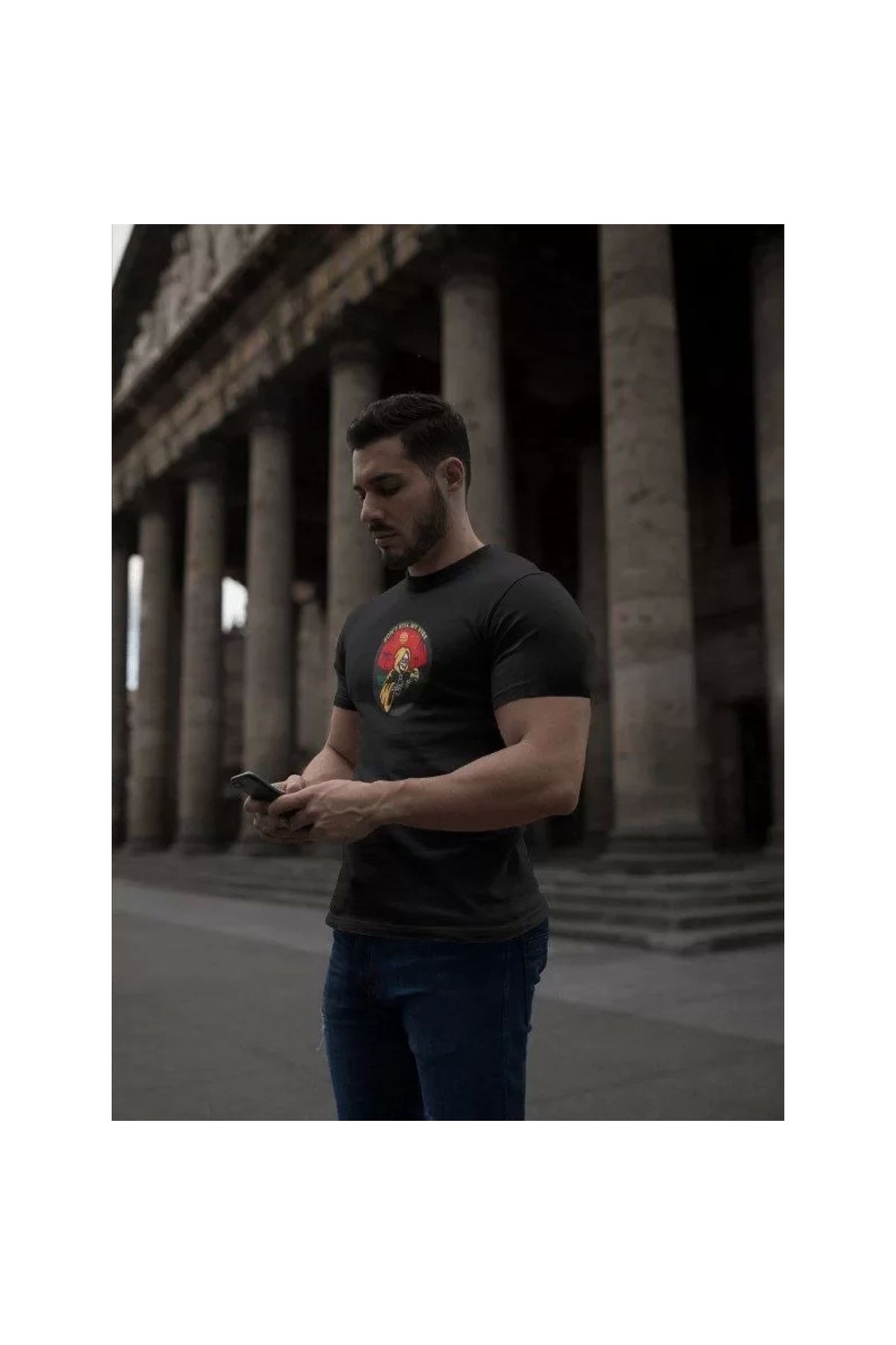 Narnuga Unisex Bisiklet Yaka Baskılı Oversize TShirt