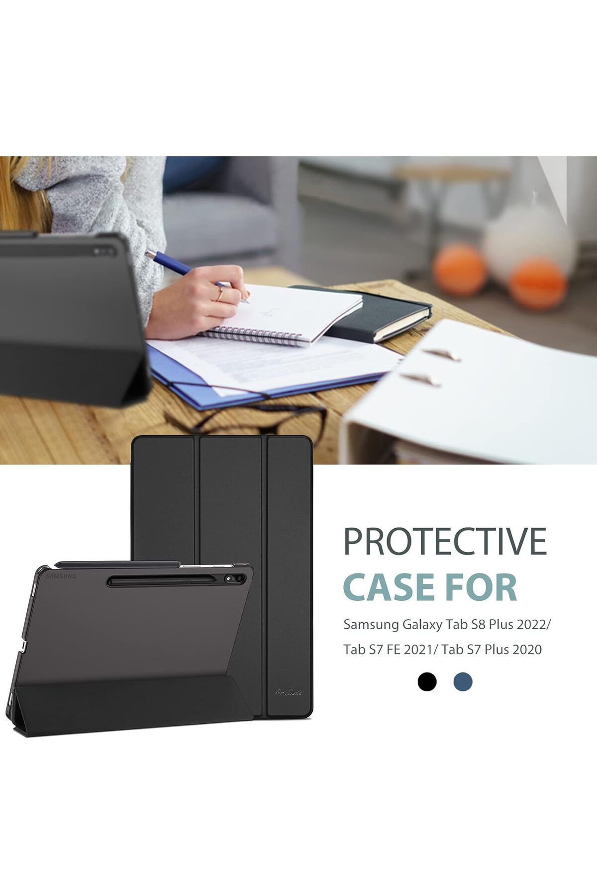 erorex-حافظة ProCase لجهاز Galaxy Tab S8 Plus 2022/ Tab S7 FE 2021/ Tab S7 Plus 2020 مقاس 12.4 بوصة، حافظة واقية 7