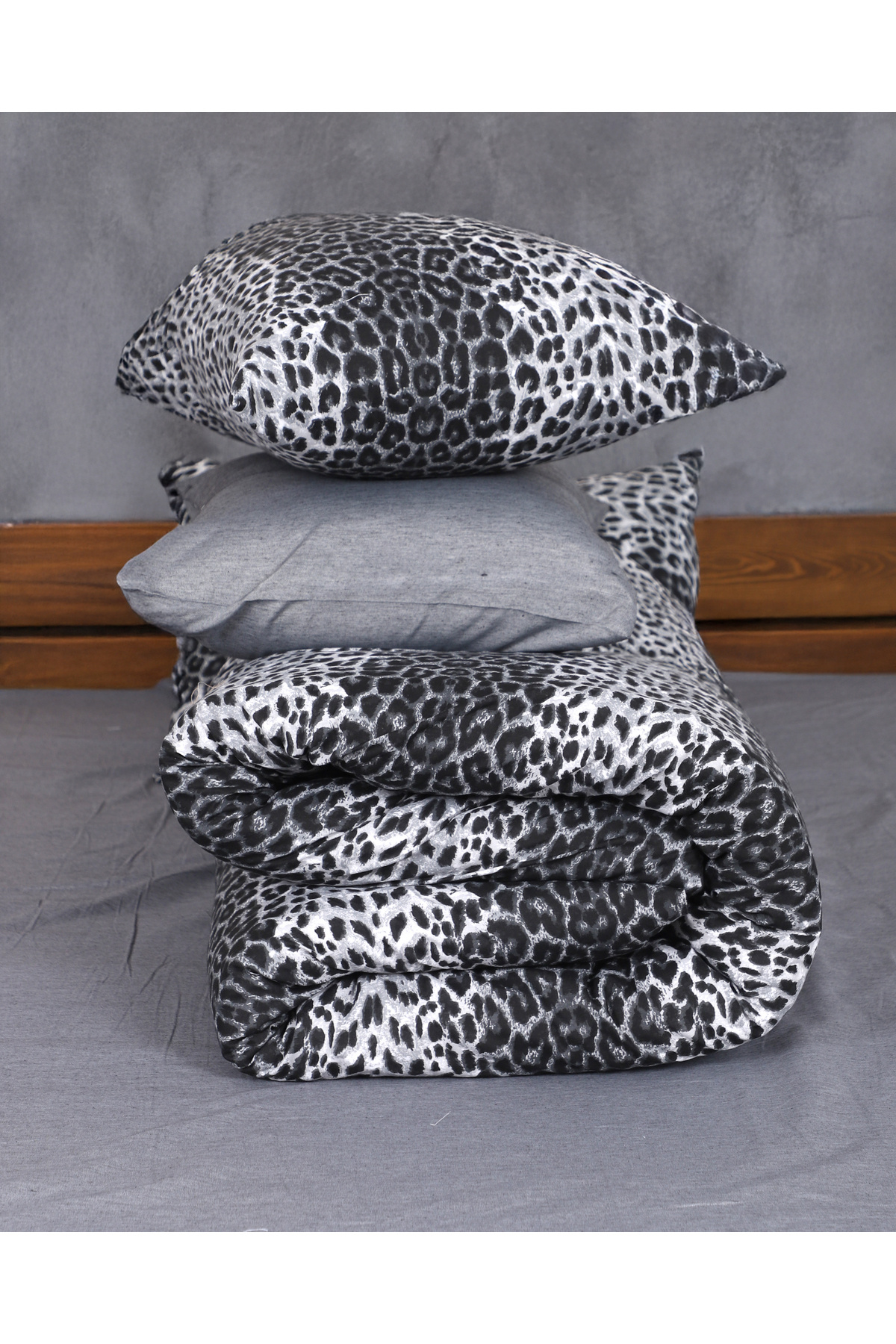 ÇIQRIK HOME-Single Ranforce Duvet Cover Set with Elastic Sheets Leopard Leopard Pattern 6