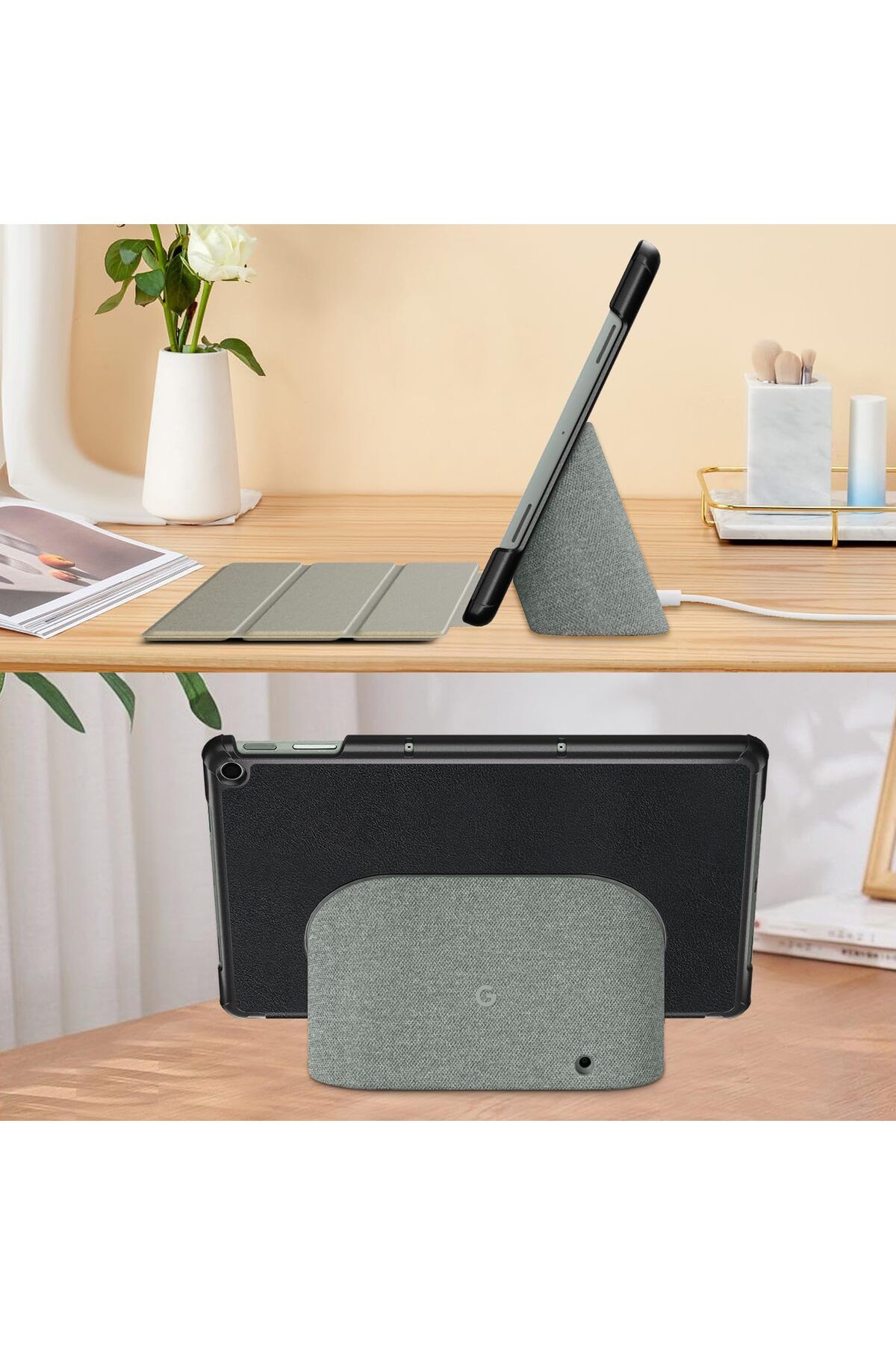 erorex-QINOUK Case for Google Pixel Tablet, [Stand Feature] Ultra Thin Smart Cover with Auto Sleep Wake, PU 7