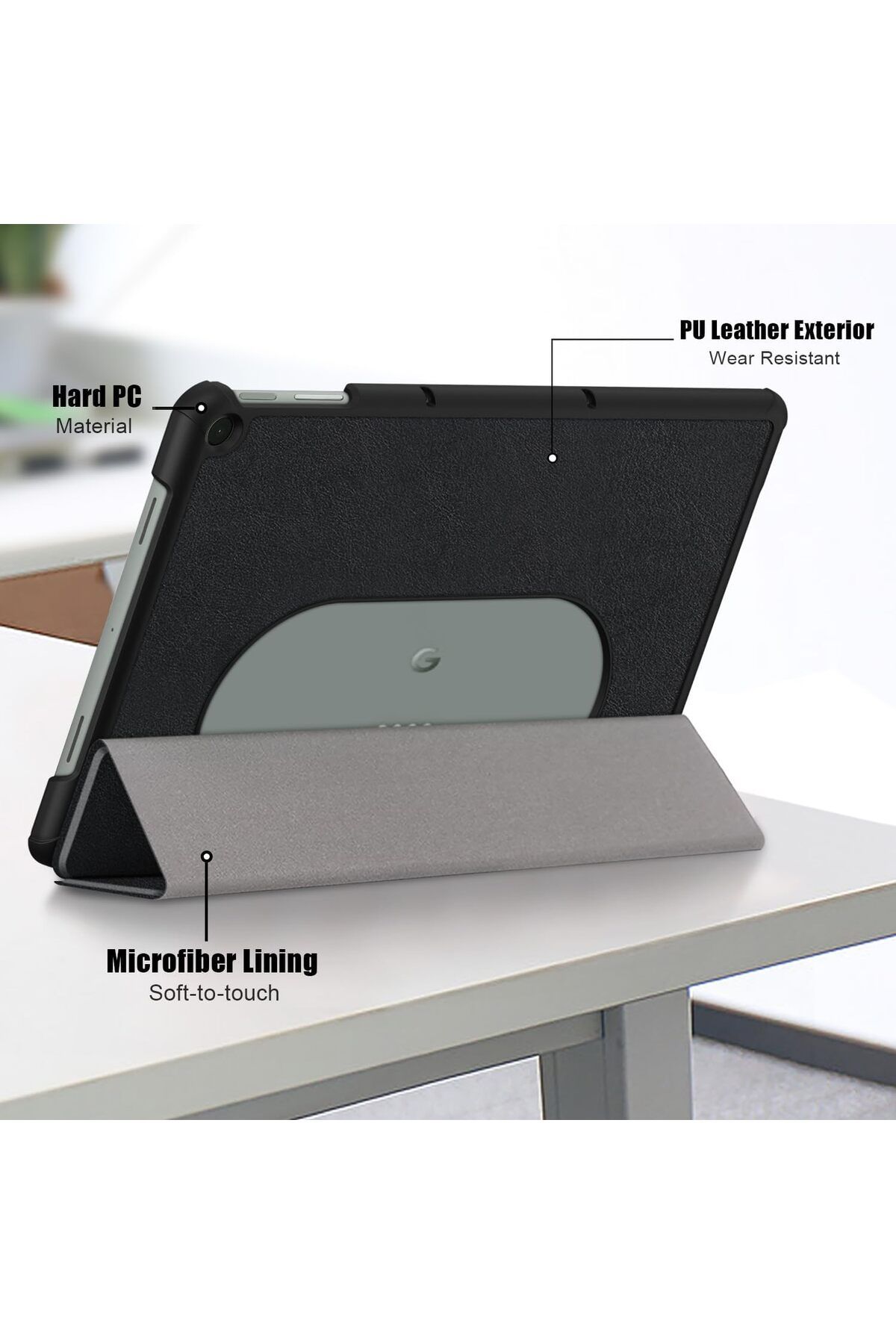 erorex-QINOUK Case for Google Pixel Tablet, [Stand Feature] Ultra Thin Smart Cover with Auto Sleep Wake, PU 3