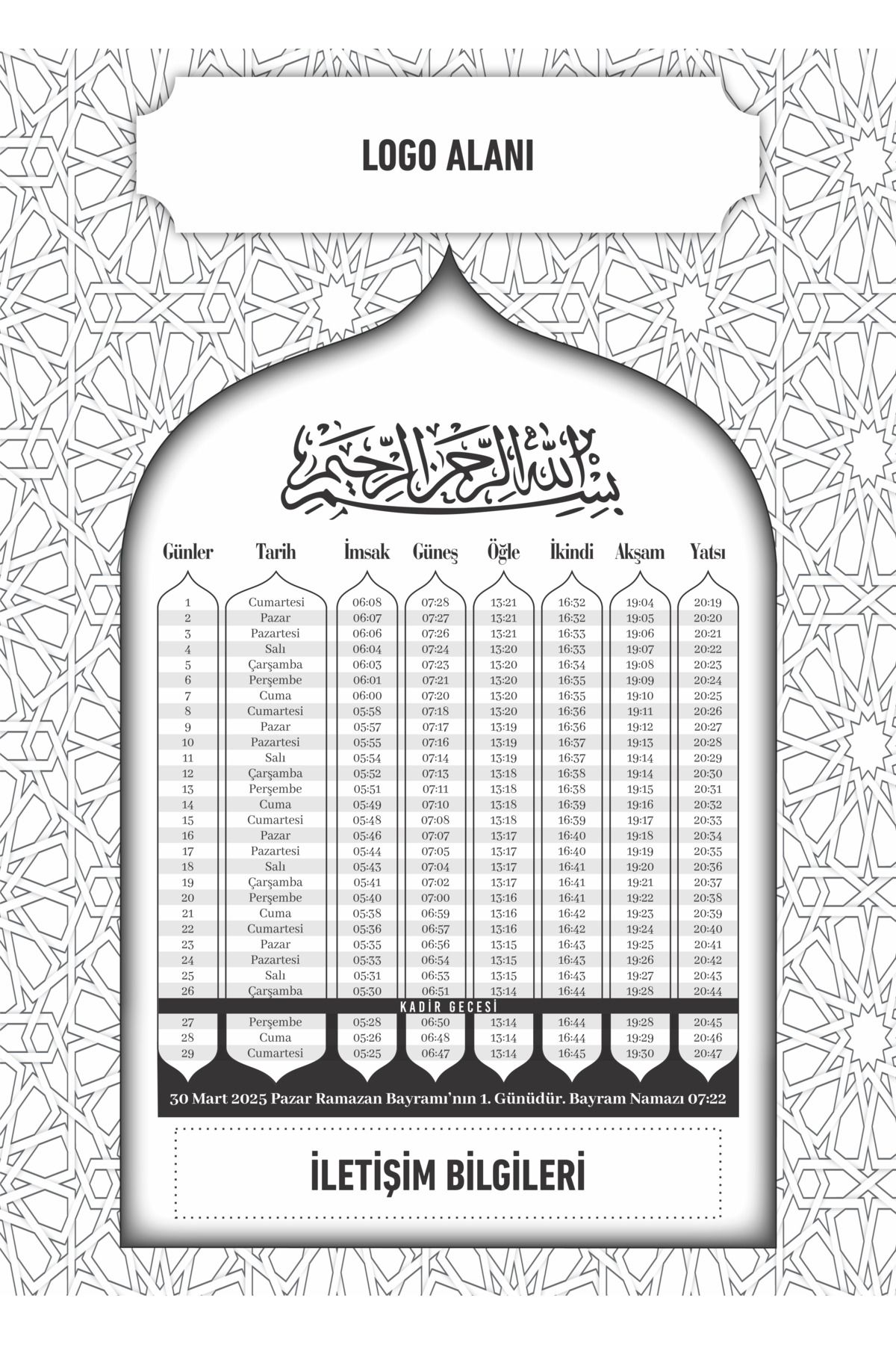 giftcrea Ramazan İmsakiyesi 2025, Özelleştirilebilir Kurumsal Firmalara Dijital Baskılı İmsakiye