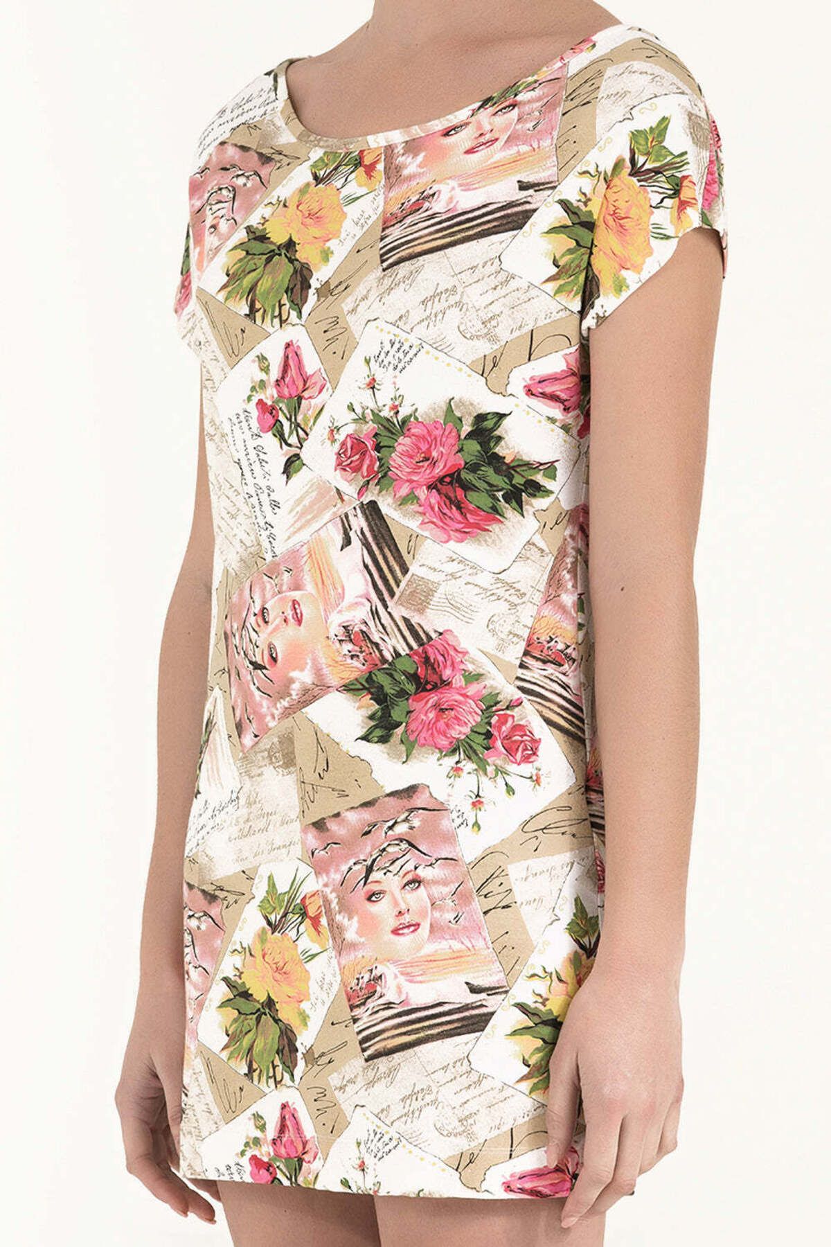 SOCIETA-Efes Studio Fashion – Ecru Pattern Mini Dress 91021 3