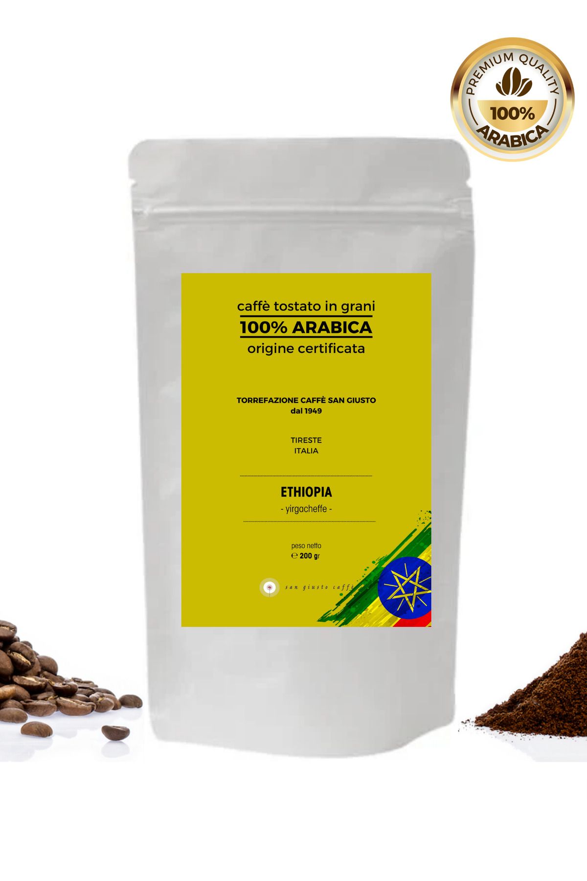 San Giusto Caffe Ethiopia 100% Arabica (Çekirdek veya Öğütülmüş) Kahve 200 Gr.