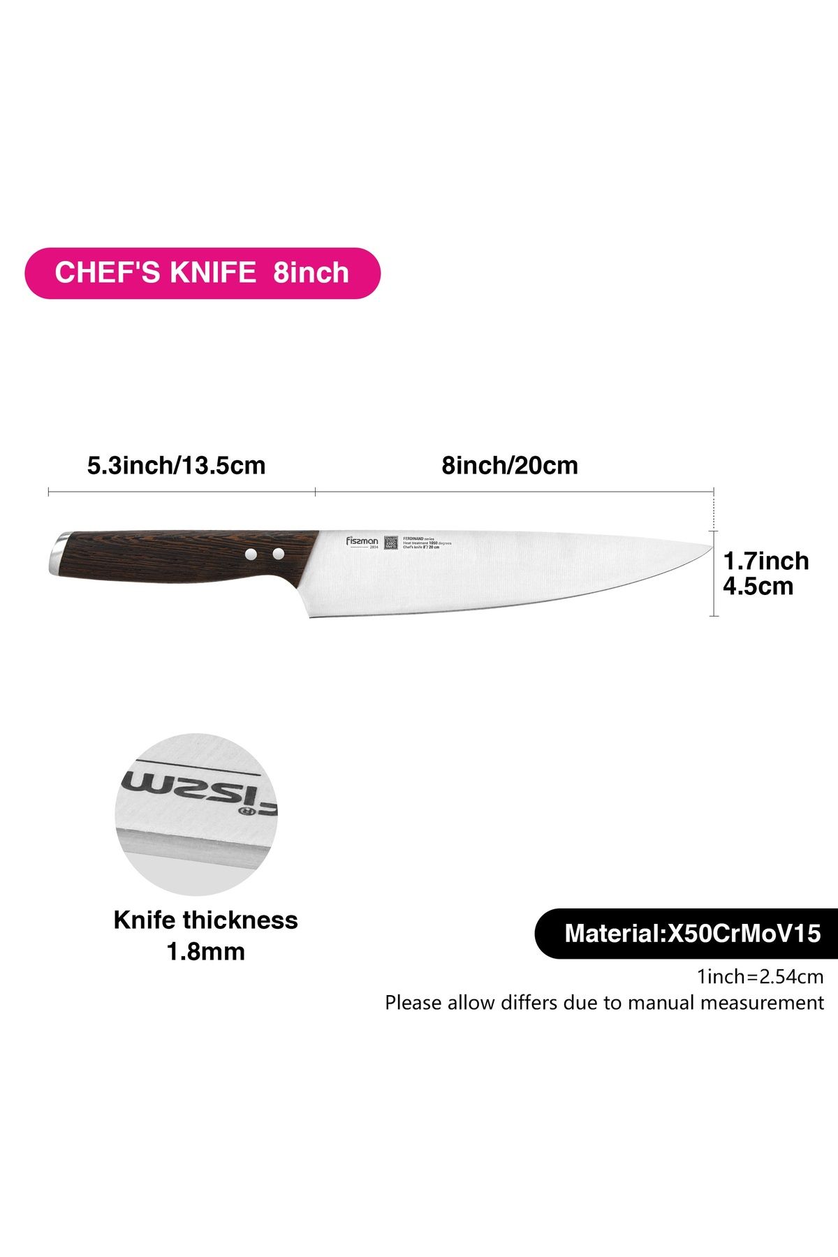 Fissman-8'' Chef's Knife Ferdinand Series, with Sharp Blade and Sturdy Non Slip Handle 4