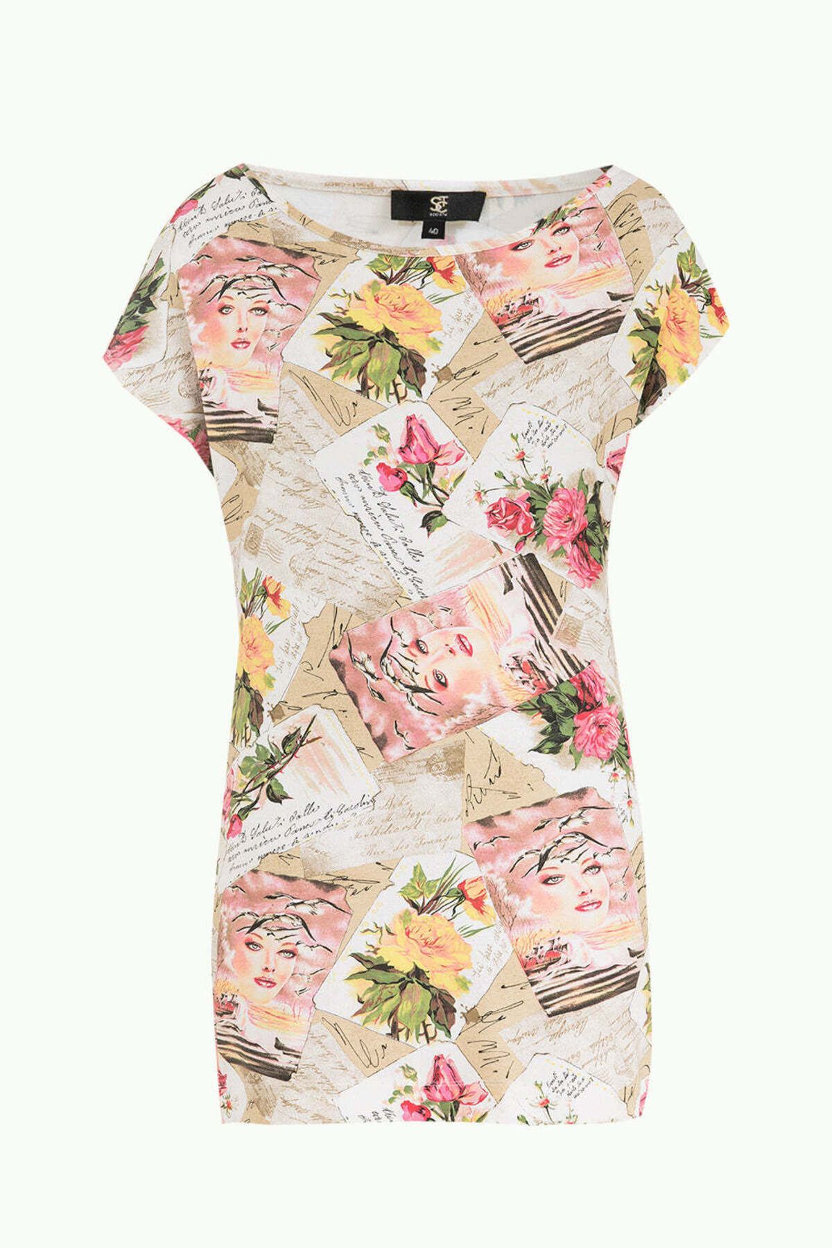 SOCIETA-Efes Studio Fashion – Ecru Pattern Mini Dress 91021 5