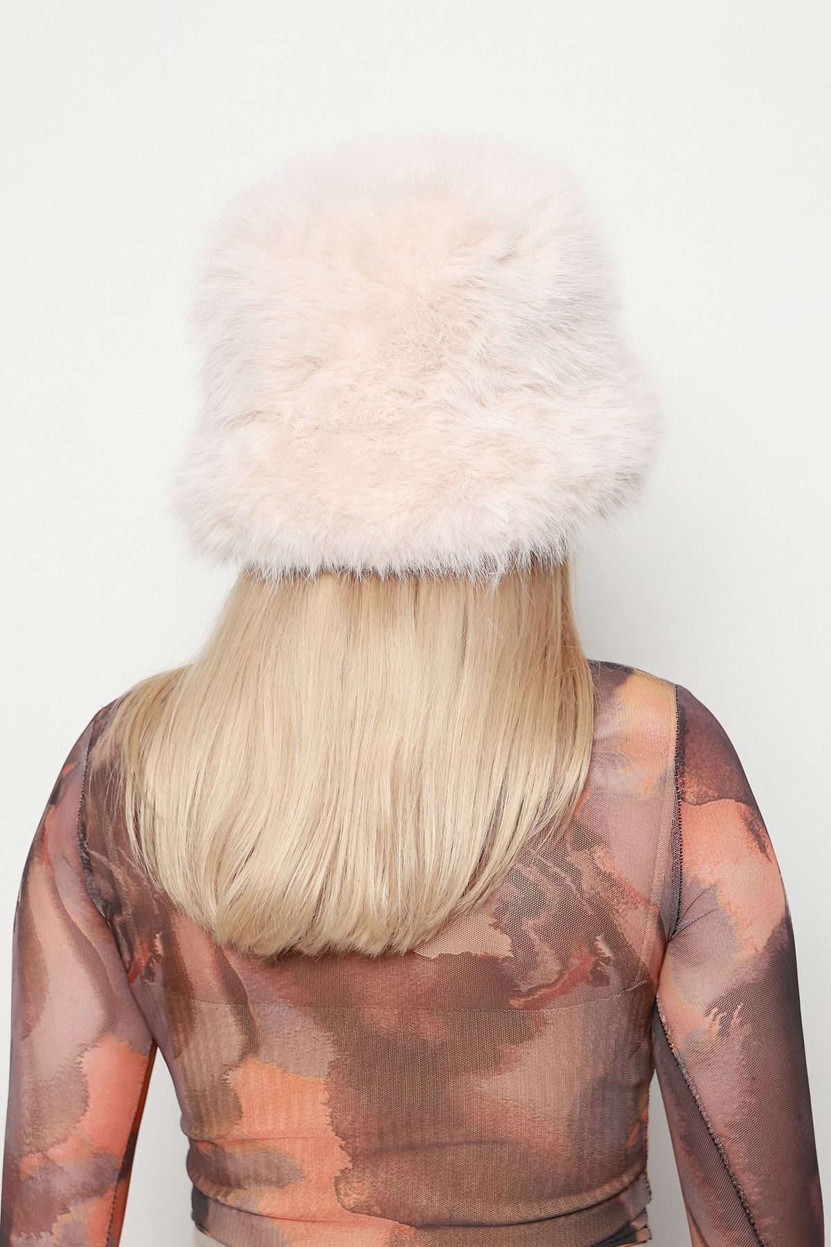 Luminos Butik-Beige Plush Bucket Heart Hat-Beanie Spk1142 6