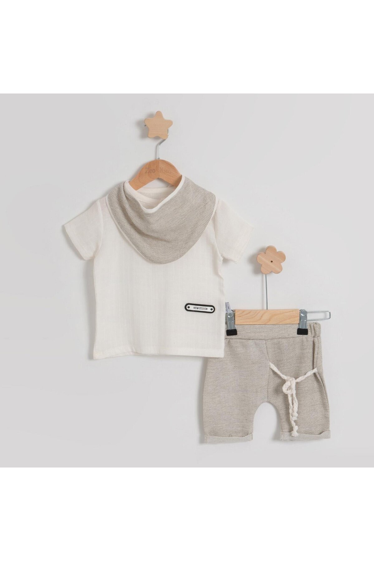 TRENDİMİZBİR-Unisex Cotton Scarf Beige Muslin Bottom Top Set 2