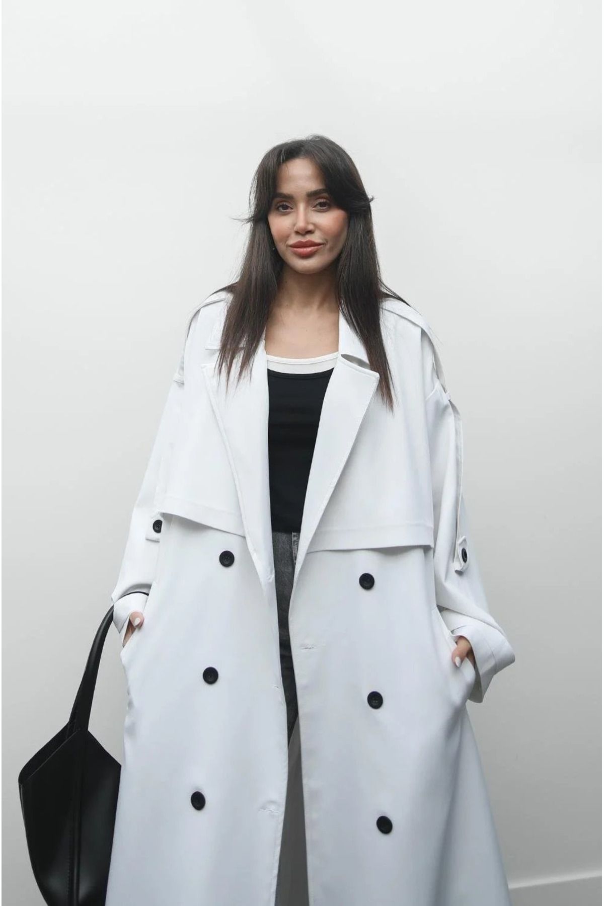 My Blog-Trenci supradimensionat cu detaliu alb Lucky Button-9476 2