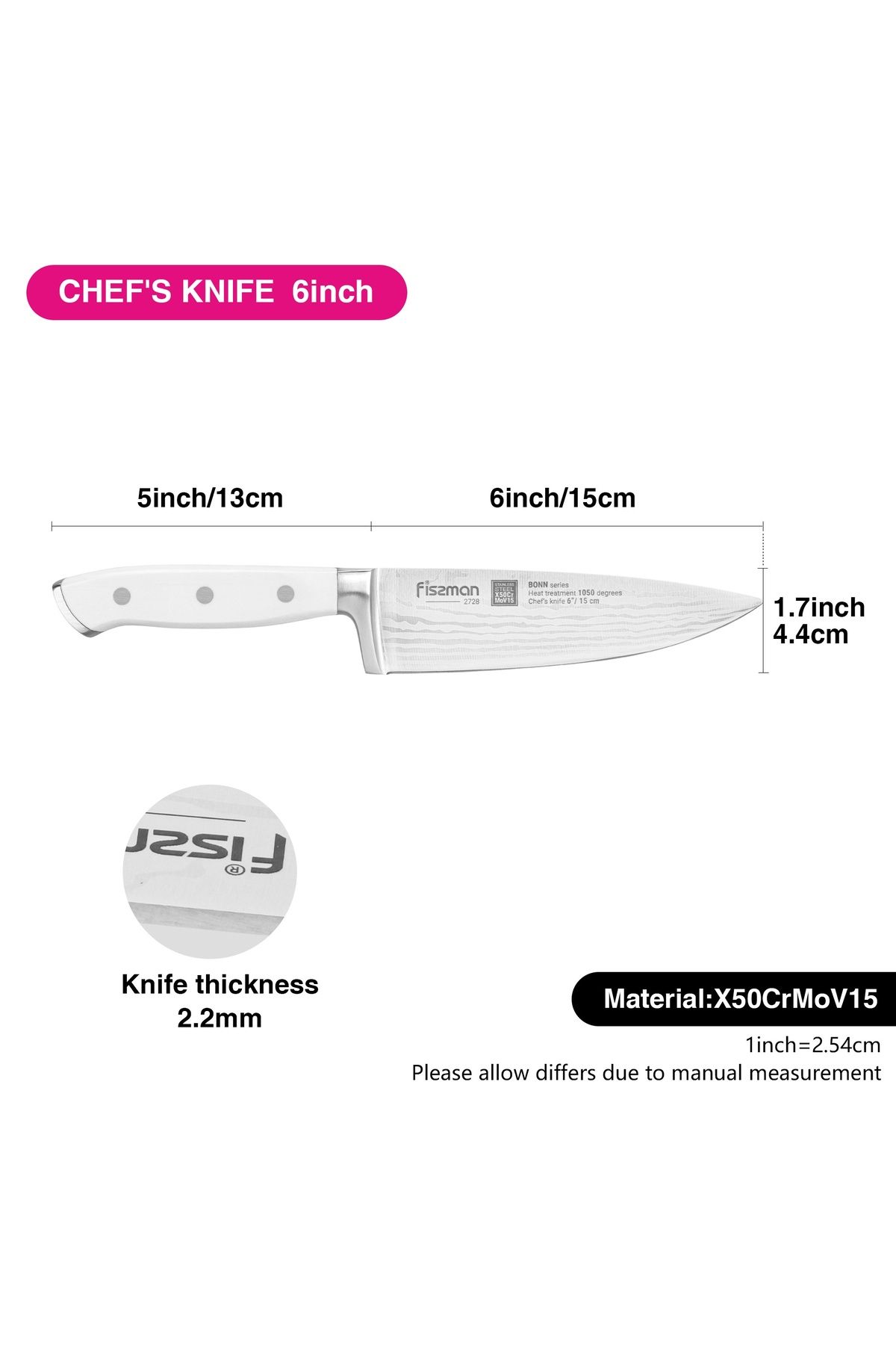 Fissman-6'' Chef`s Knife Bonn Series, with Sharp Blade and Sturdy Non Slip Handle 4