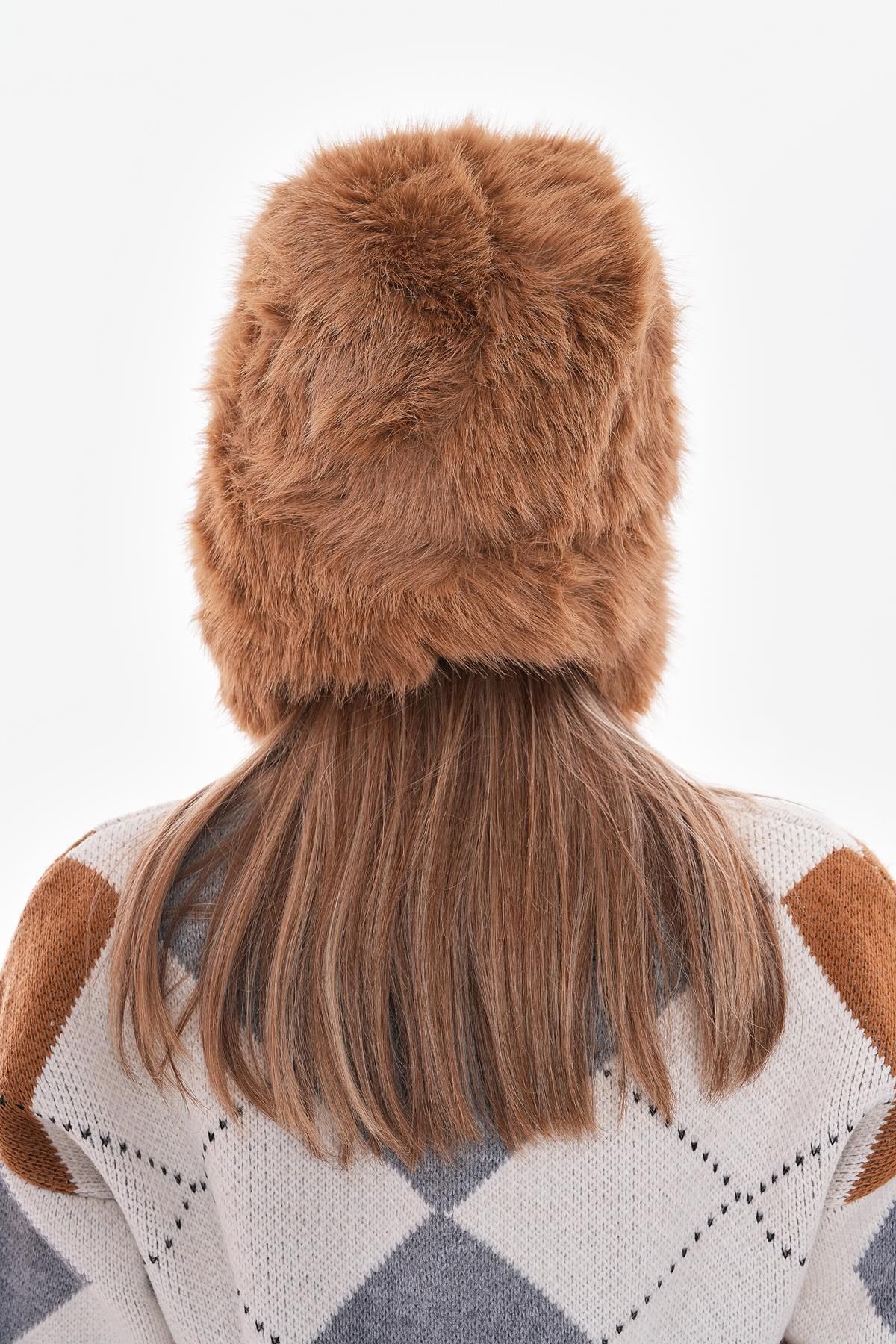 Luminos Butik-Mango Feather Plush Camel Clip Pilot Hat Beanie 4652 6