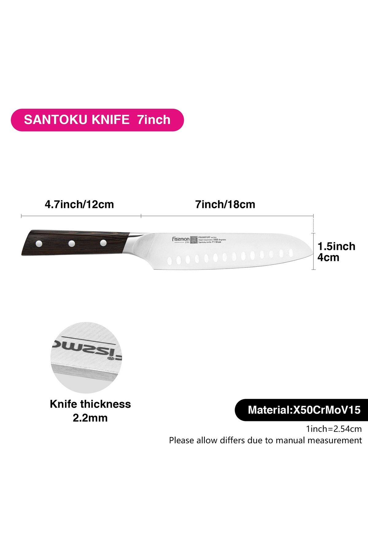 Fissman-7" Santoku Knife Frankfruit Sturdy And Elegant Handle, Minimalist Design with Sharp Blade 4