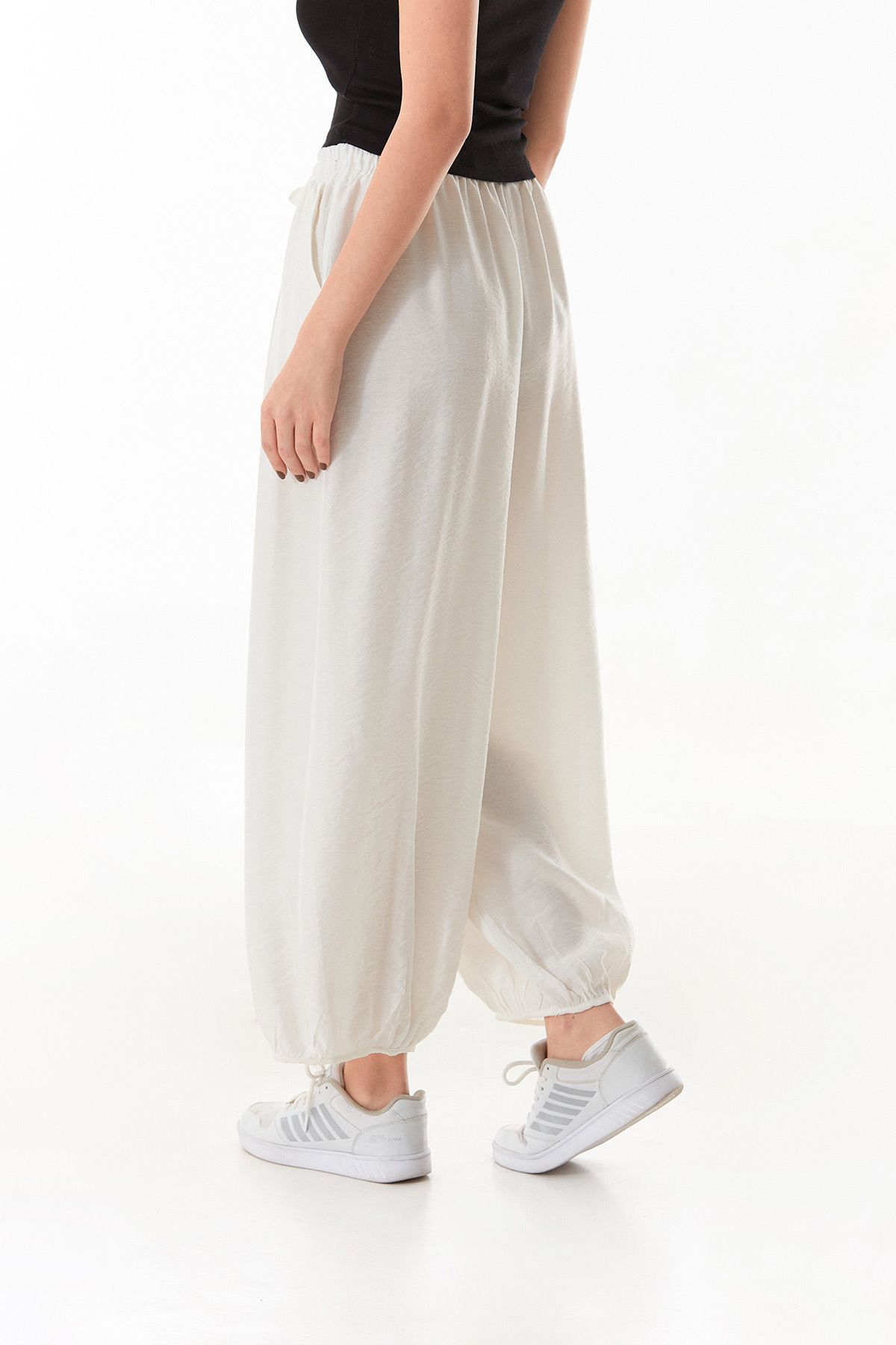 Fulla Moda-Φαρδύ παντελόνι με ελαστική μέση και πόδι 4