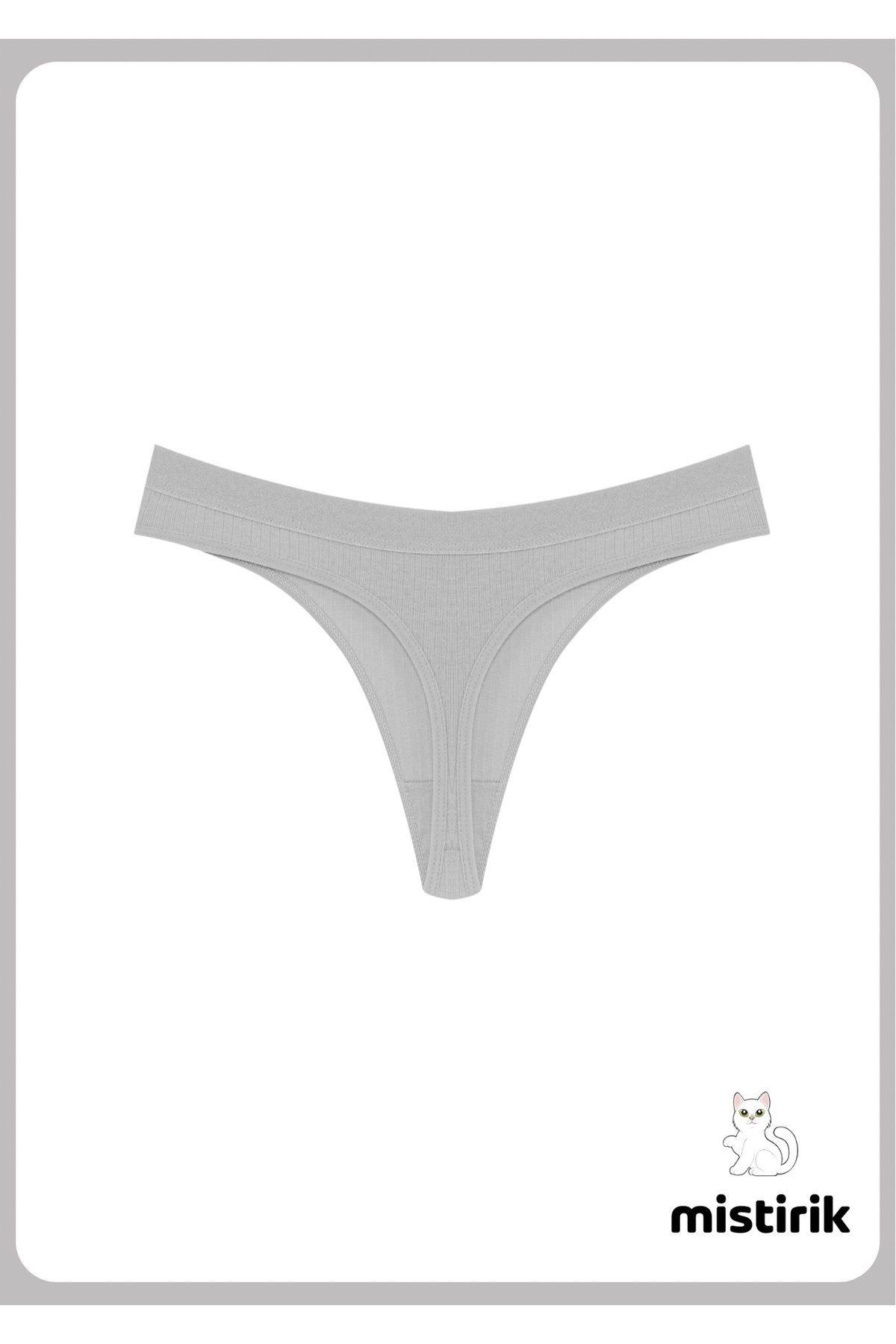 MİSTİRİK-Paulo Model Flexible and Soft Corded String Model Sports Panties Gray Color 3