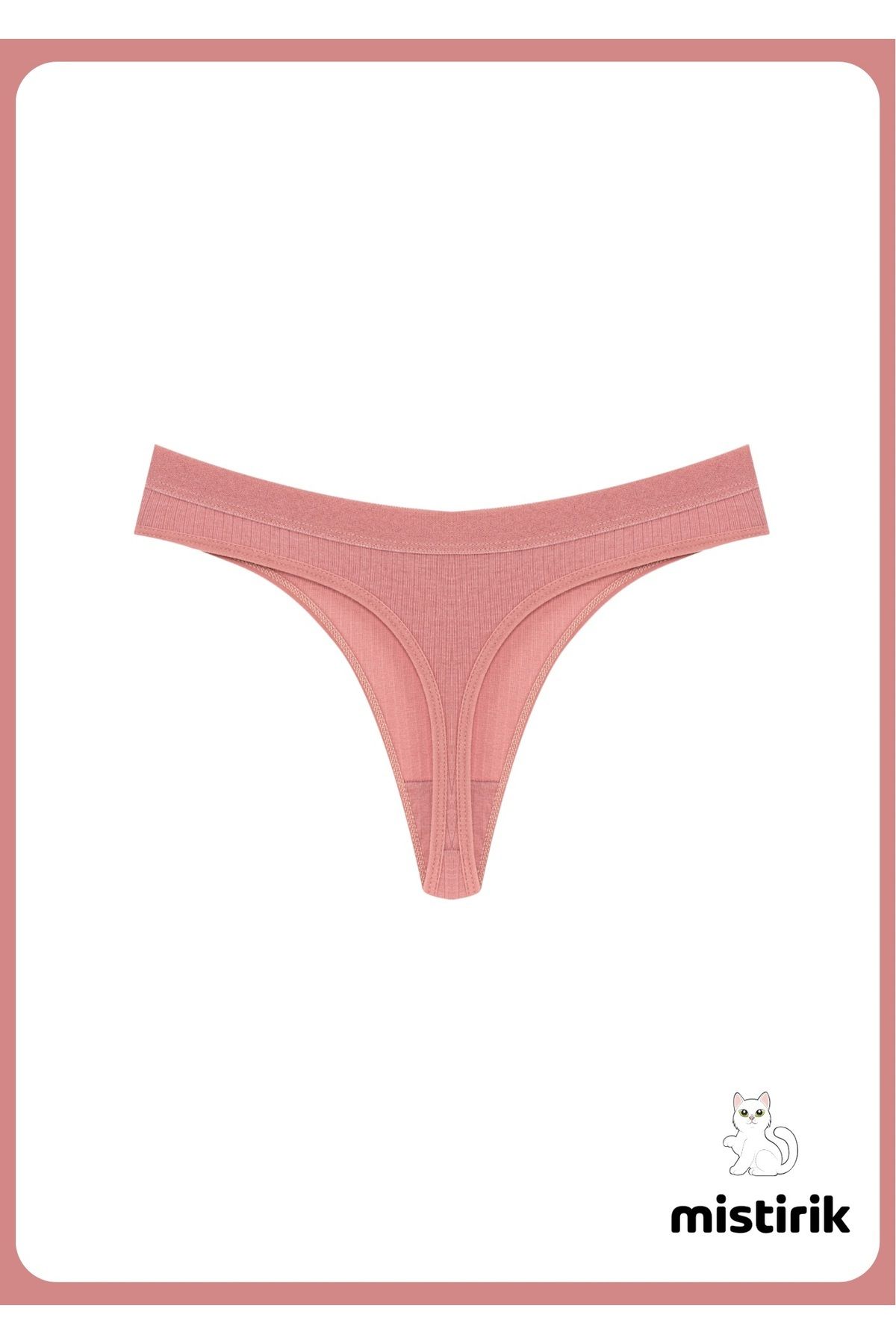 MİSTİRİK-Paulo Model Flexible and Soft Corded String Model Sports Panties Pastel Pink Color 3