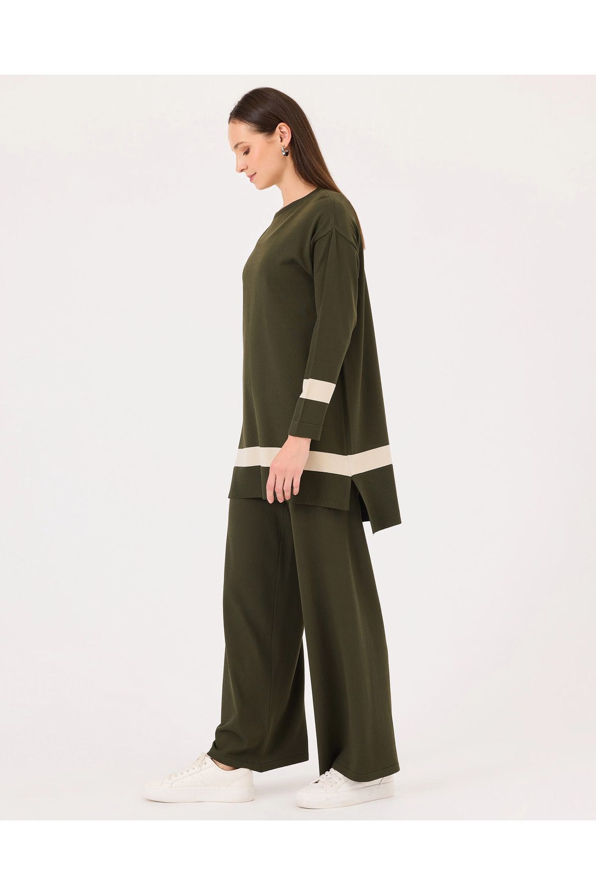 SCL-Round Neck Stripe Detailed Knitwear Tunic 3