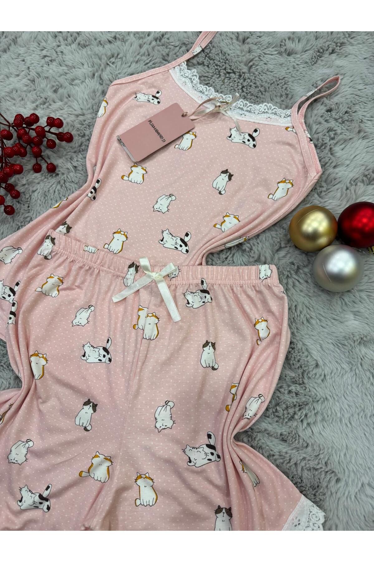 pijamaworld-Viscose Soft Fabric Pajama Set with Ip Strap Shorts 7