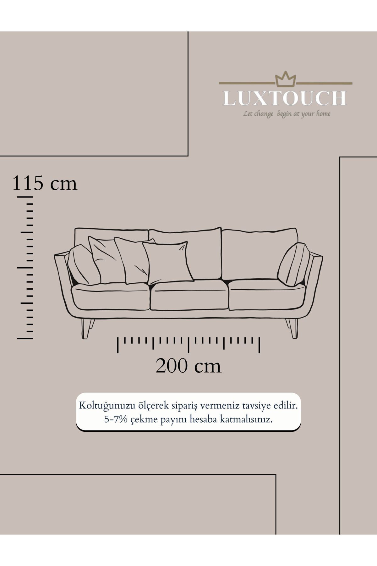 Lux Touch-Liva Gray Pompom Seat Cover - 2 Pieces 115X200 cm Sofa Divan Sofa Bed Armchair Tufted 5