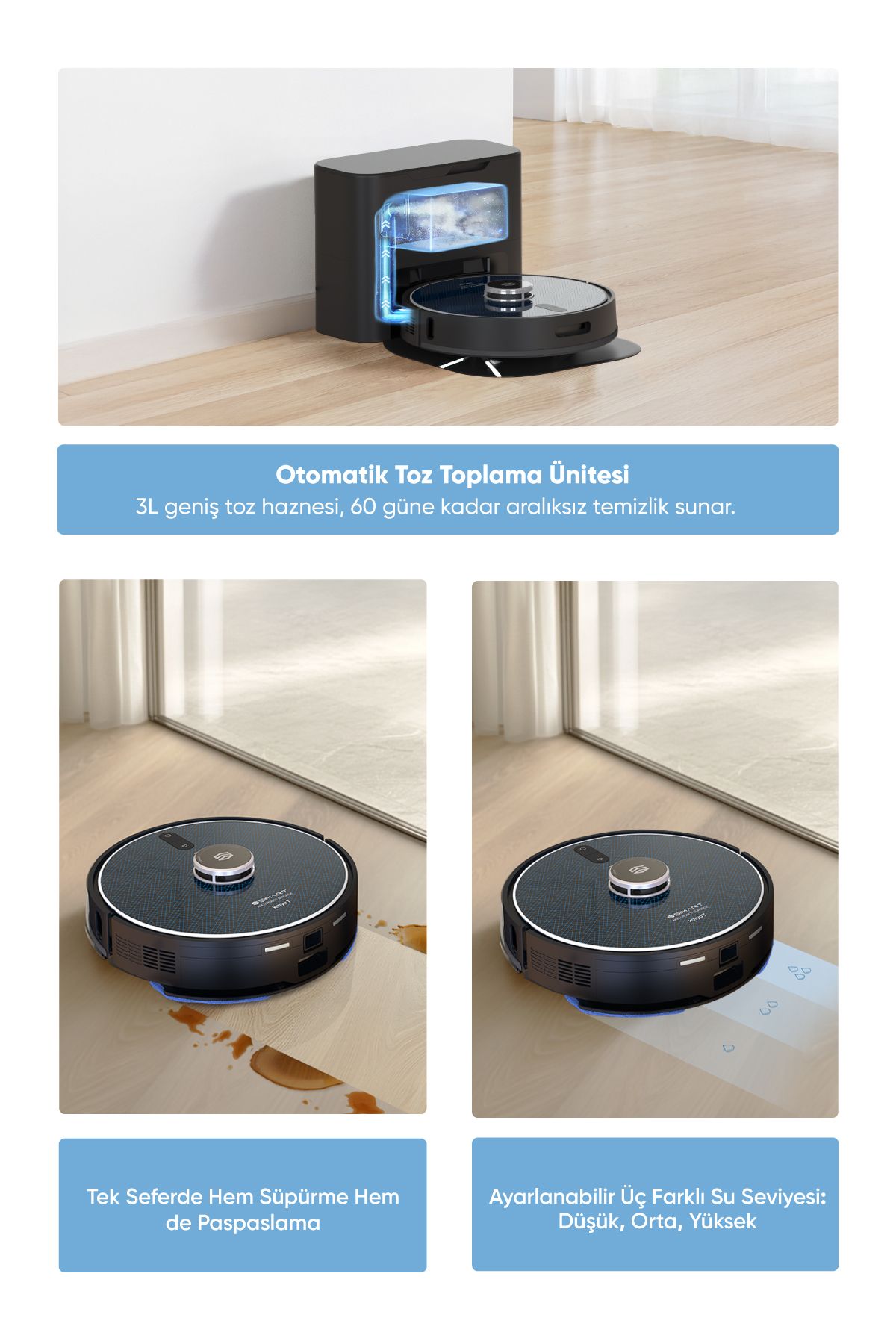 Şımart Teknoloji-Katya t Smart Robot Vacuum Cleaner with Automatic Dust Discharge and Mop 3
