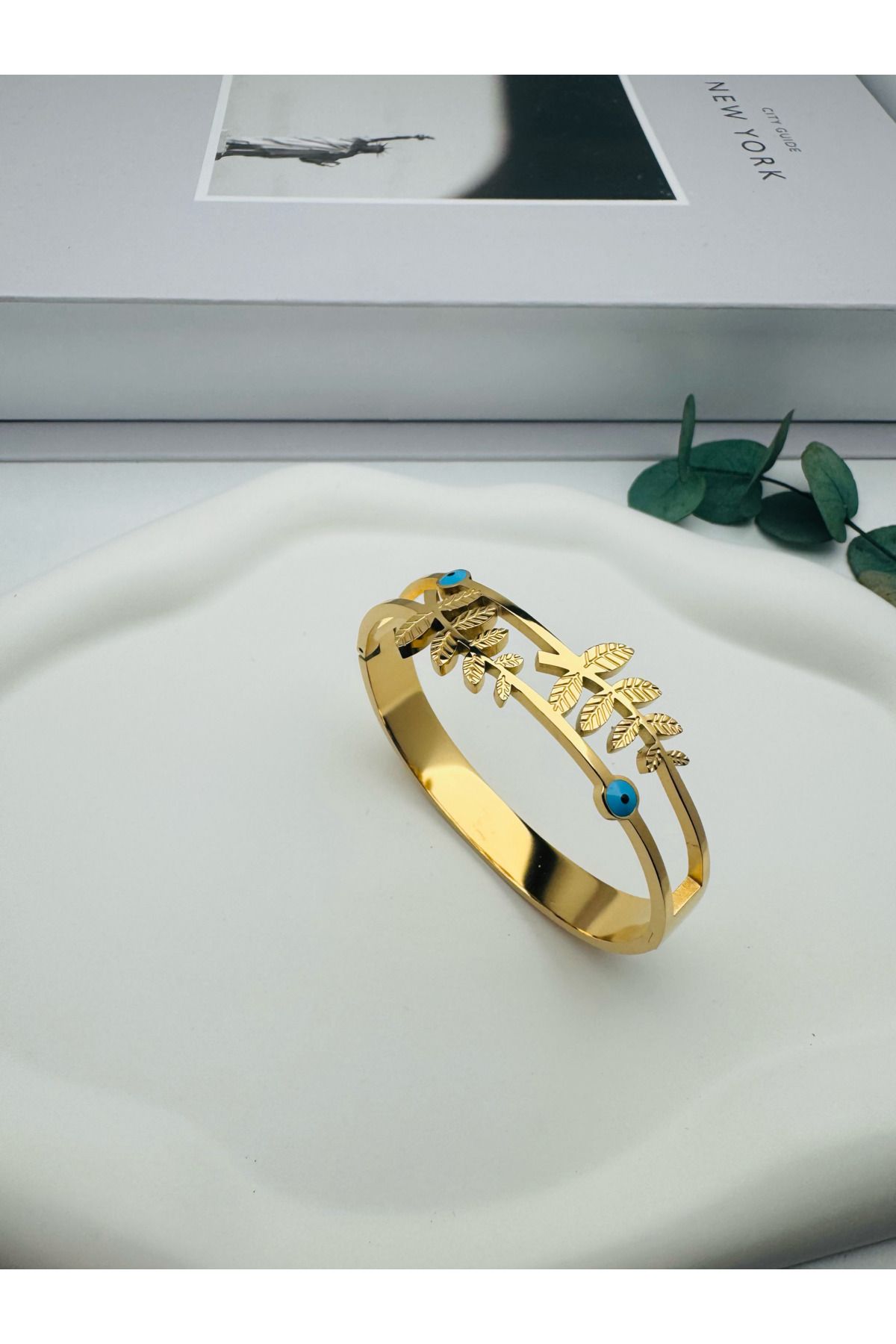 GLY ÇLKBİJUTERİ Yaprak Detaylı (Gold) Çelik Kelepçe 2065