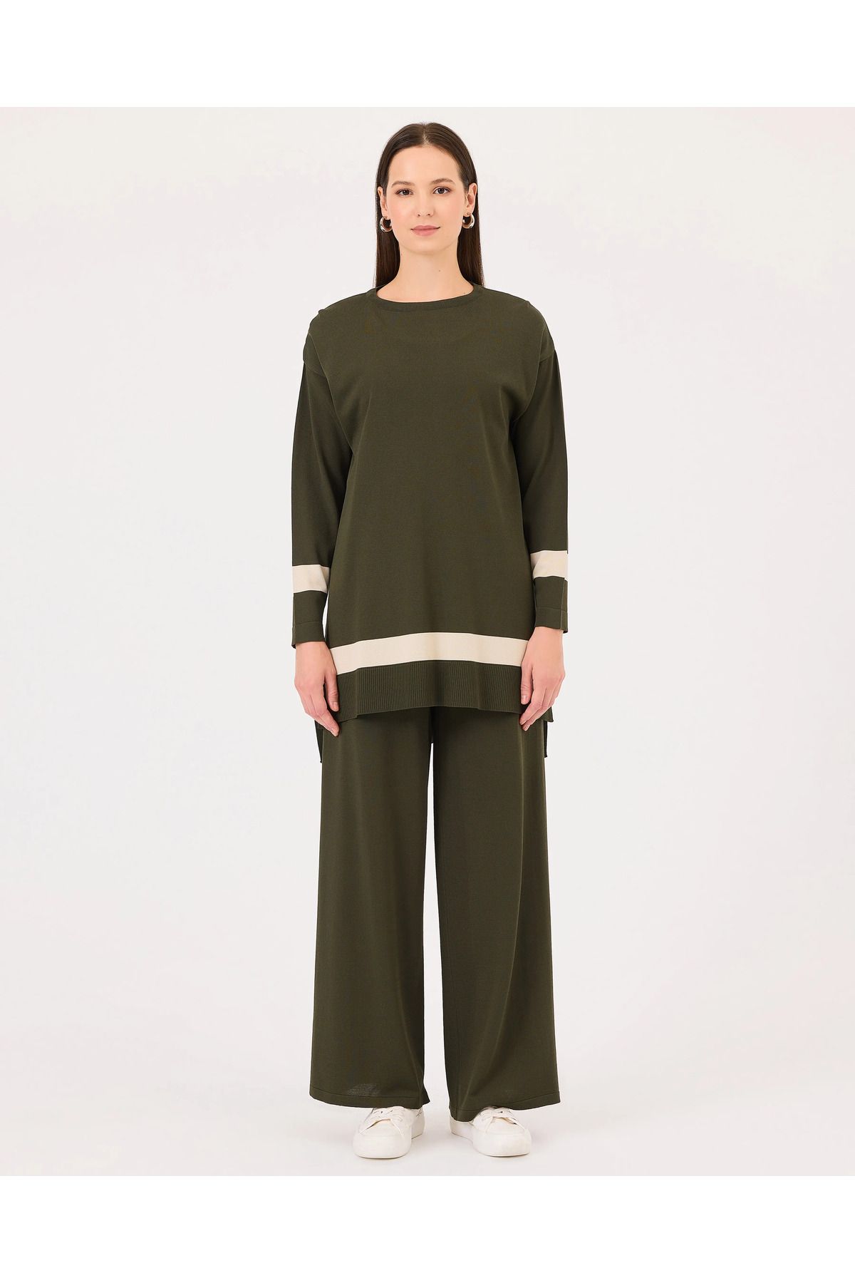 SCL-Round Neck Stripe Detailed Knitwear Tunic 5