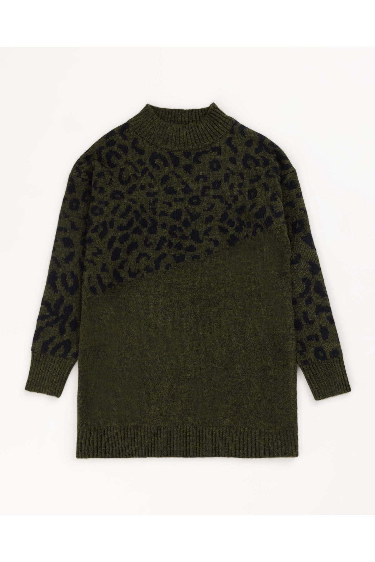 SCL-Leopard Pattern Long Sleeve Knitwear Tunic 5
