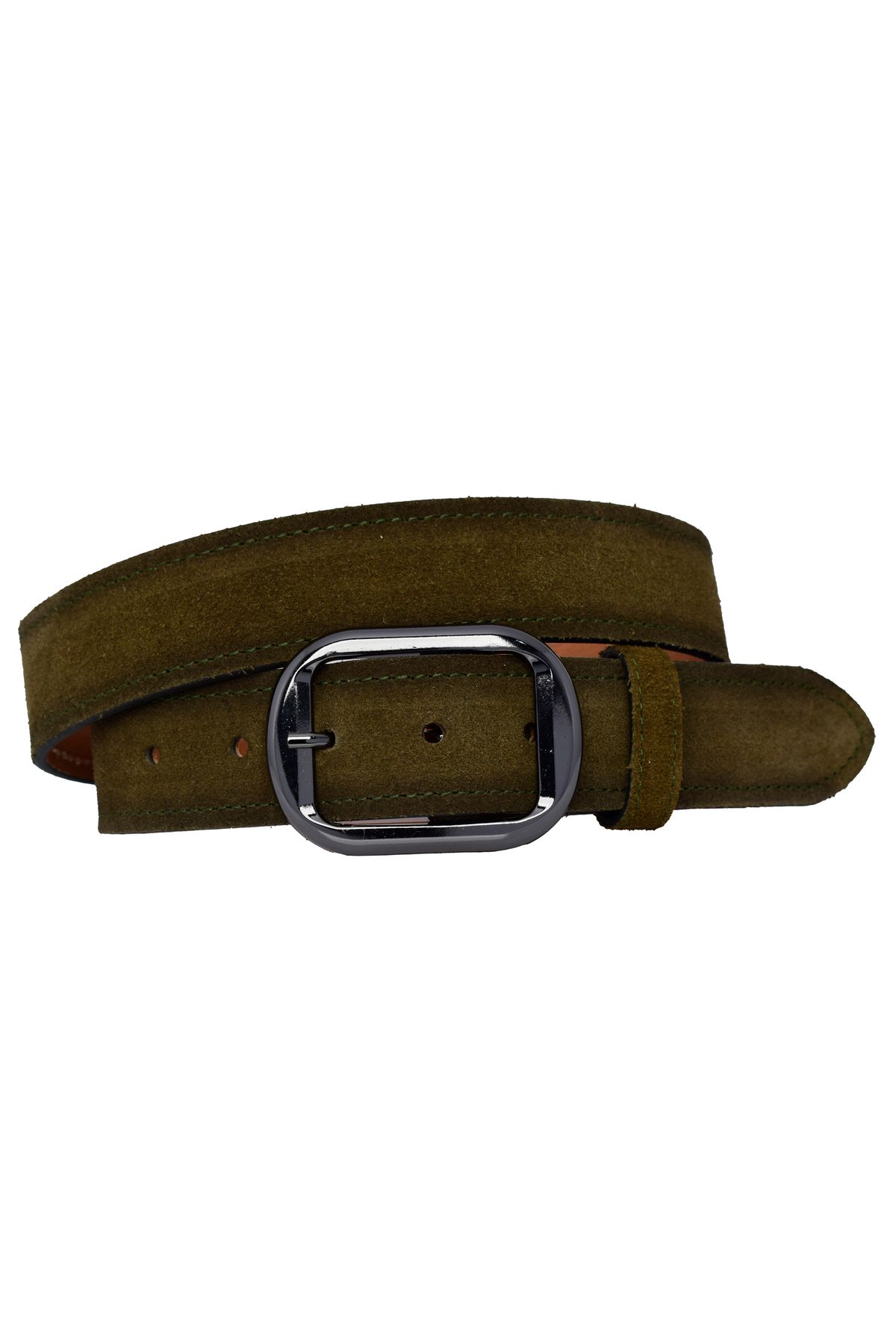 GoDeri-100% Source Style Leather with 4cm Cross Nickel Trigger and Green Underwater Military Belt 4