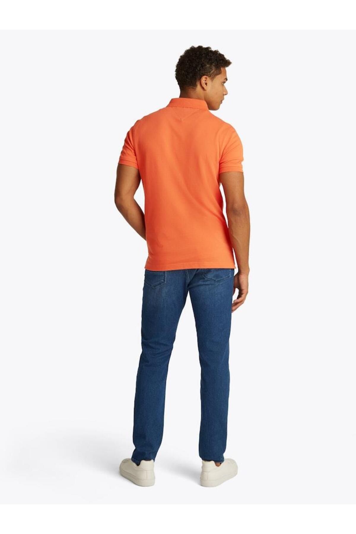 تی شرت یقه پولو نارنجی مردانه SLIM POLO CORE 1985 Tommy Hilfiger