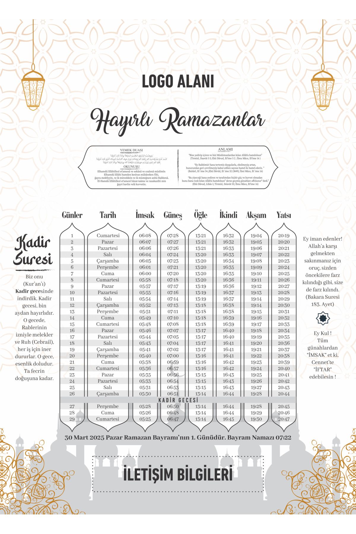 giftcrea Kurumsal Firmalara Özel Ramazan İmsakiyesi 2025 Kişiselleştirilebilir Dijital Baskılı İmsakiye