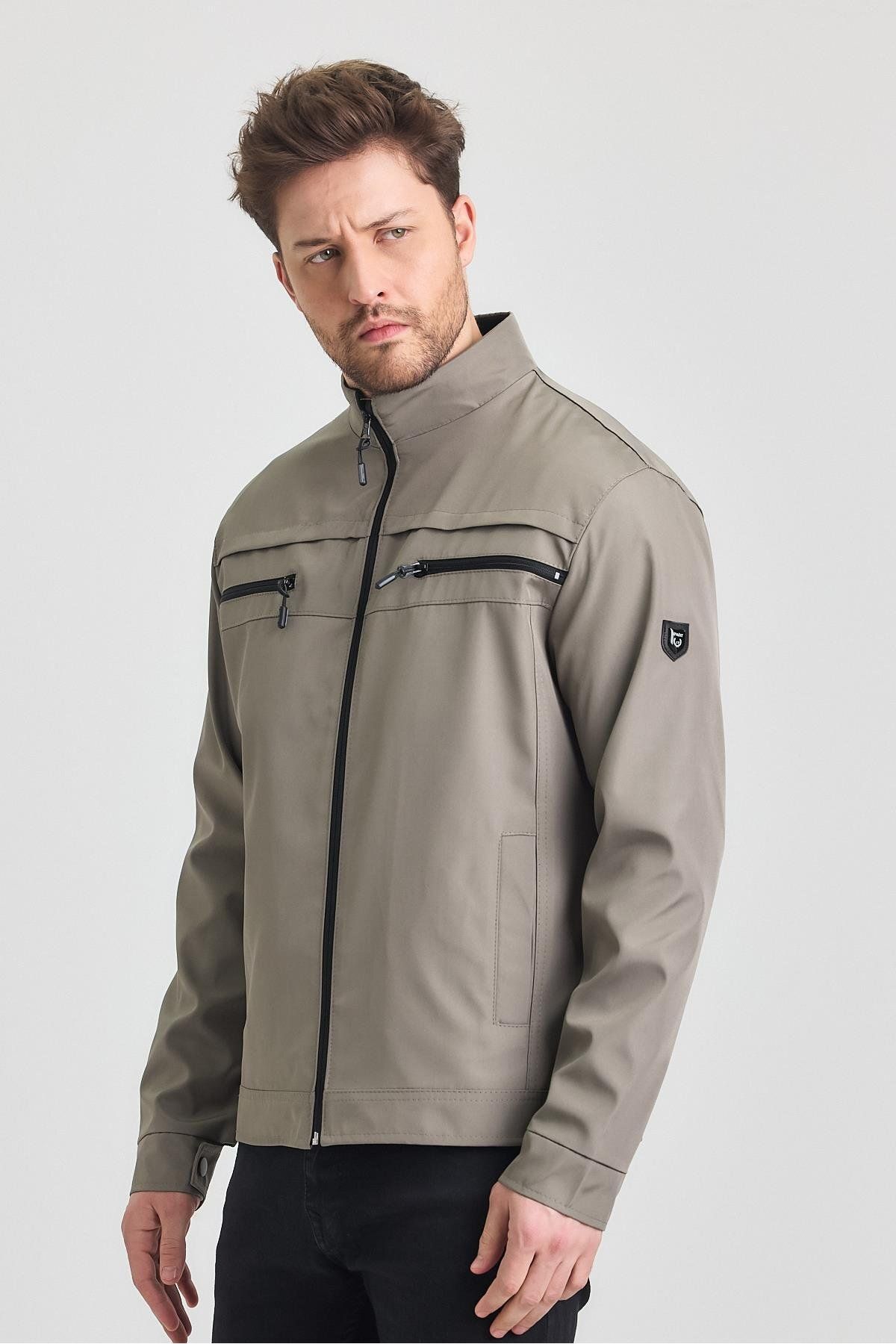 SİVAİST-Light Green Men's Cotton Polyester Blended Double Chest Zippered Water and Windproof Seasonal&Summer 4