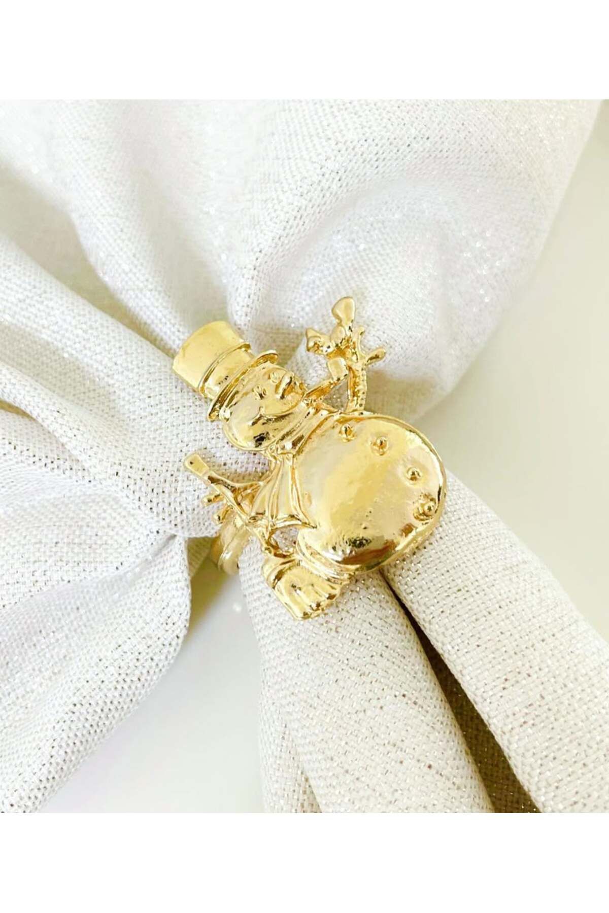 Miss Betty-Man Figured Snowflake Napkin Ring (Gold Color) 6 Pieces 1