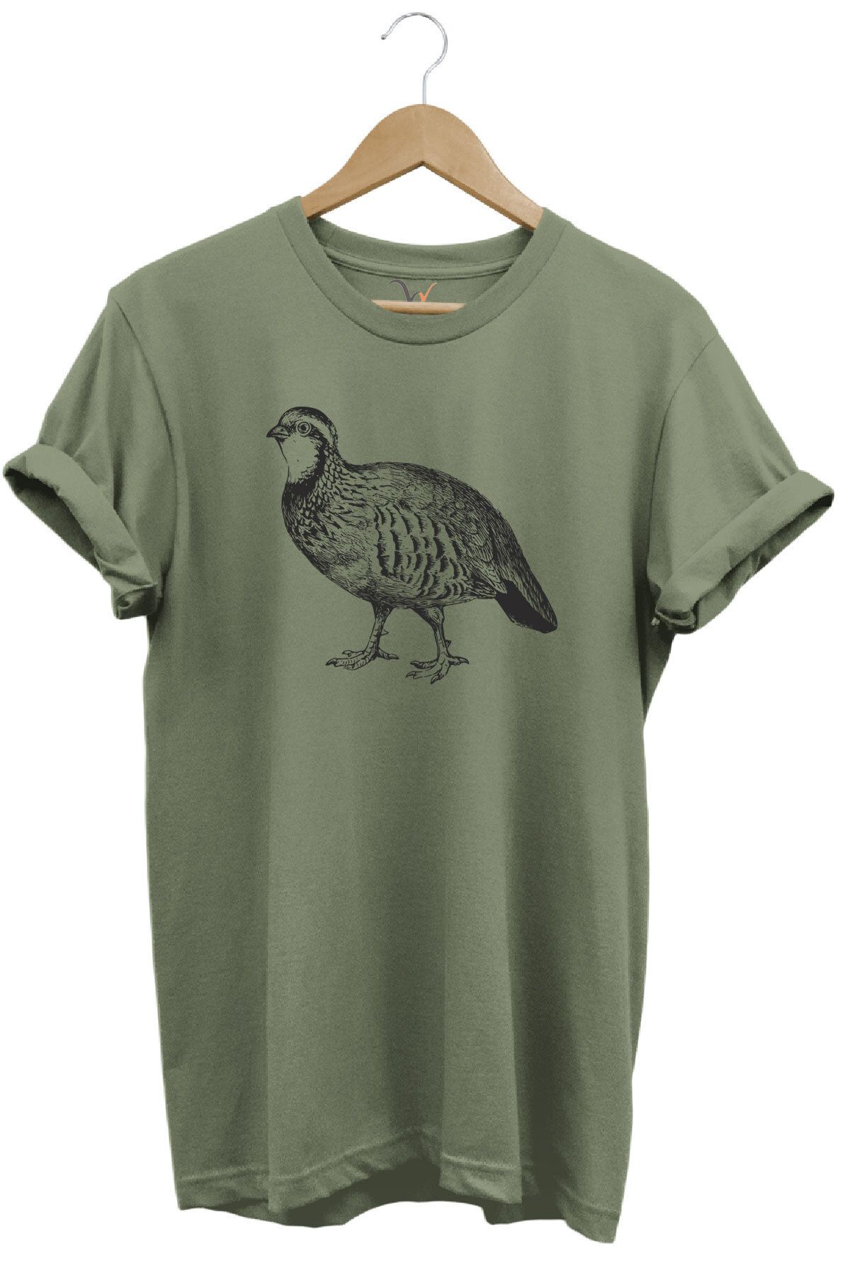 WİDİ-Hunting Hunting Partridge Printed 100% Cotton Regular Fit Crew Neck T-Shirt 1