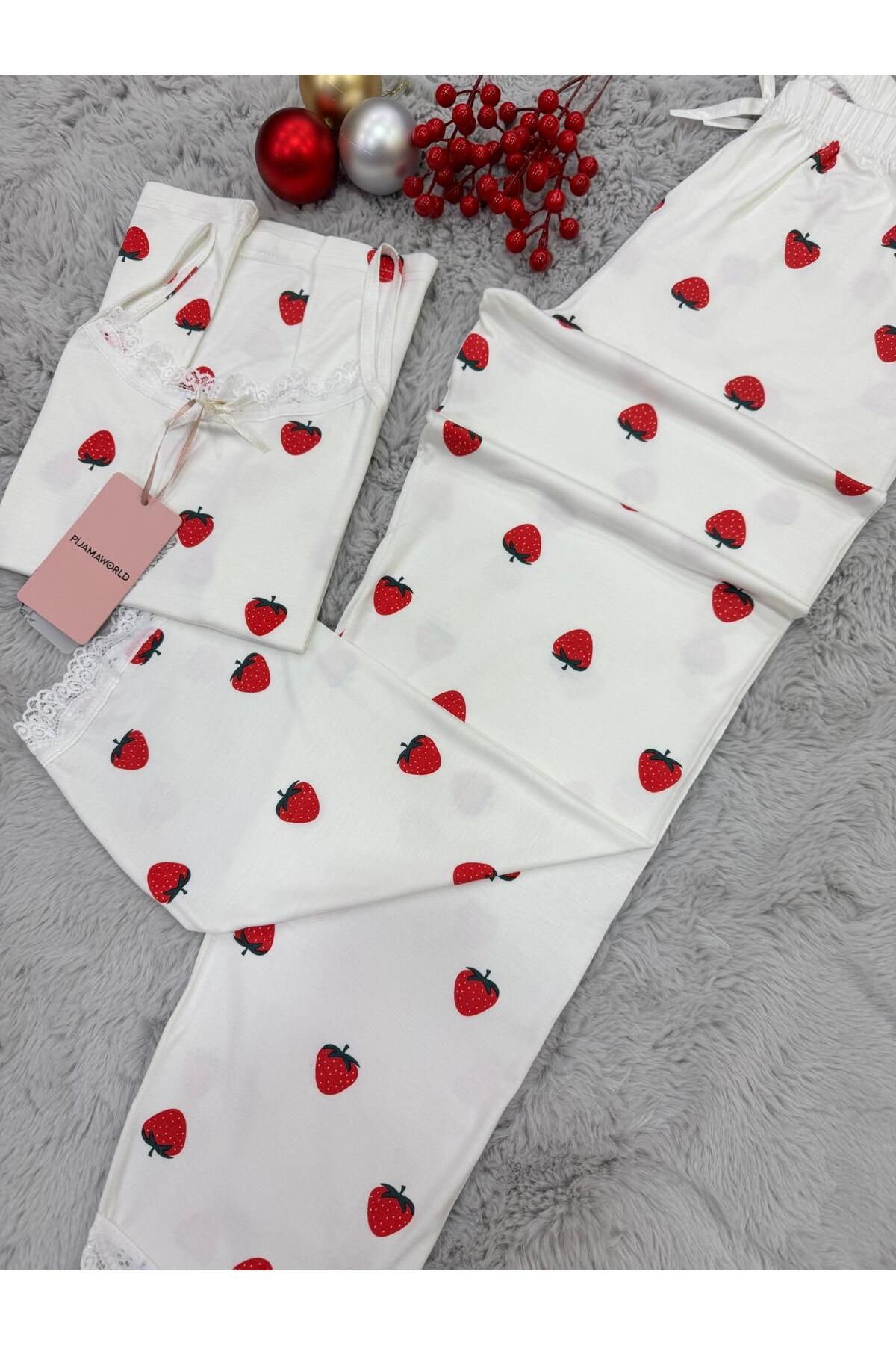pijamaworld-Six Long Viscose Soft Fabric Pajama Set with Rope Straps 5