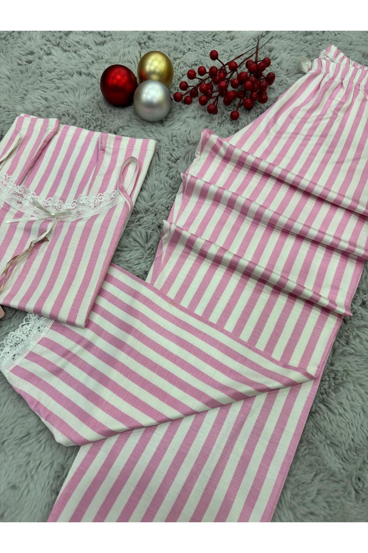 pijamaworld-Six Long Viscose Soft Fabric Pajama Set with Rope Straps 4