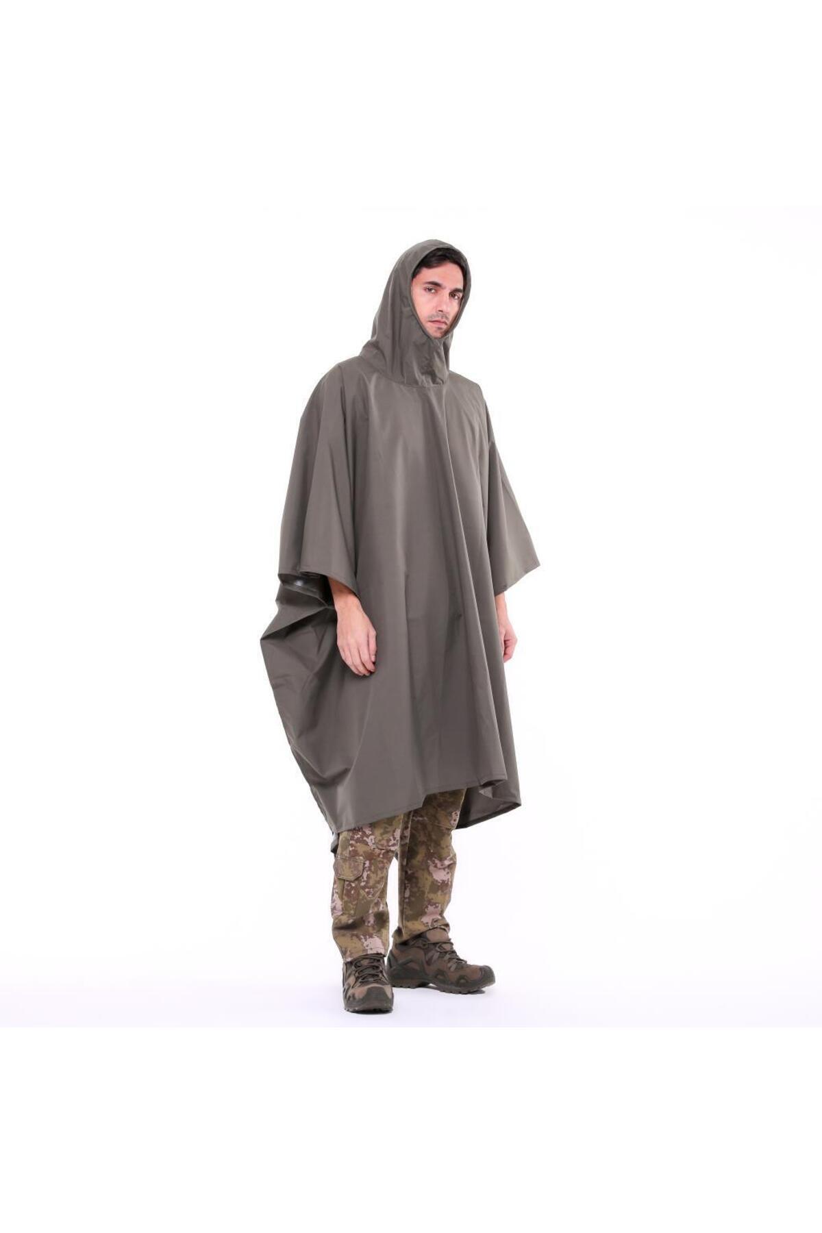 بارانی پانچو نظامی ضد آب برای زنان و مردان به همراه کیف، استتار — خاکی TYCX9DD2UN170489741793568 — تصویر 2 از 6