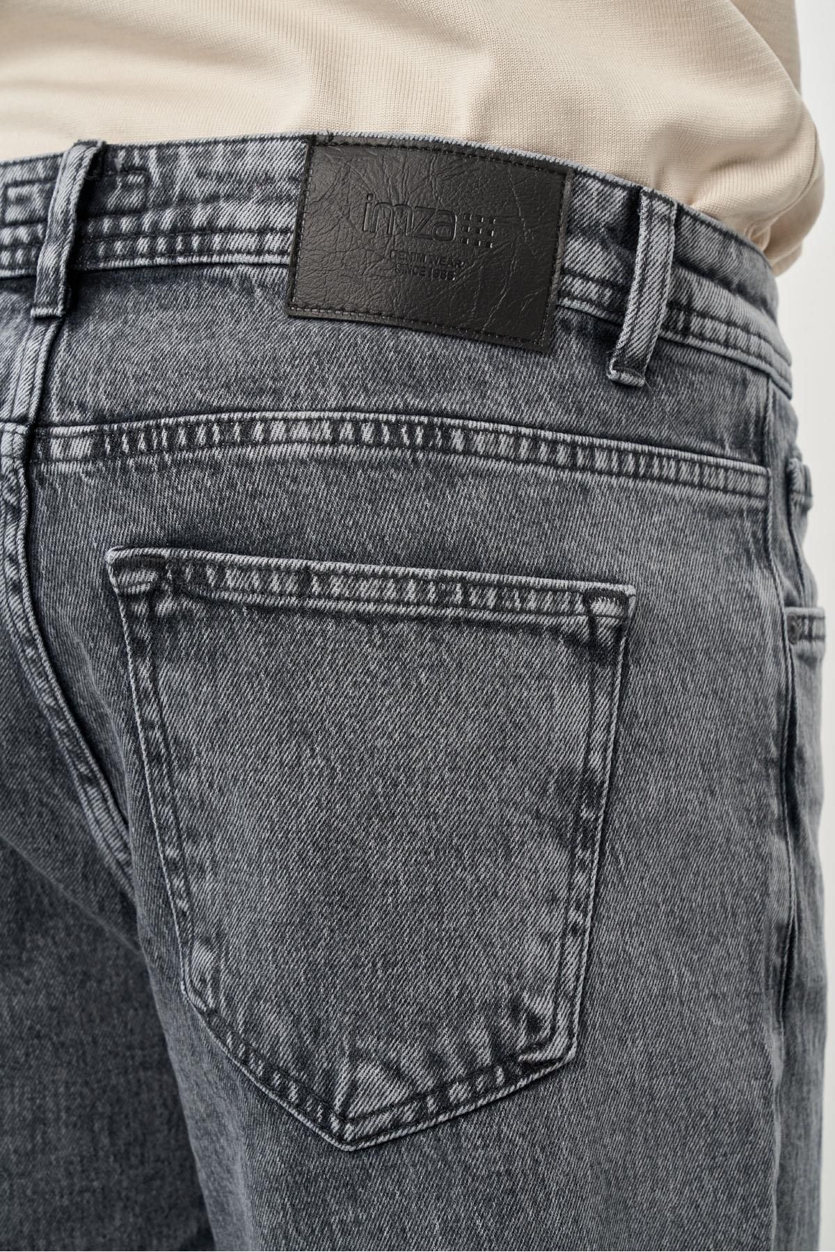 İmza-Pantaloni de denim casual oversize, negri, din bumbac, cu 5 buzunare 1023245156 5