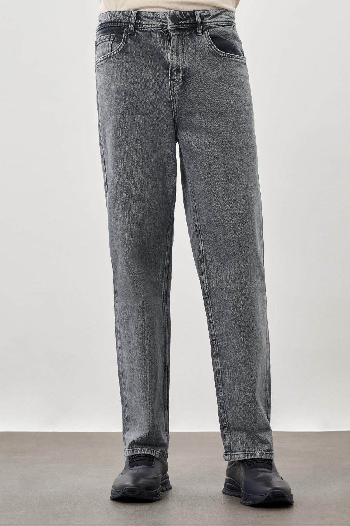 İmza-Pantaloni de denim casual oversize, negri, din bumbac, cu 5 buzunare 1023245156 1
