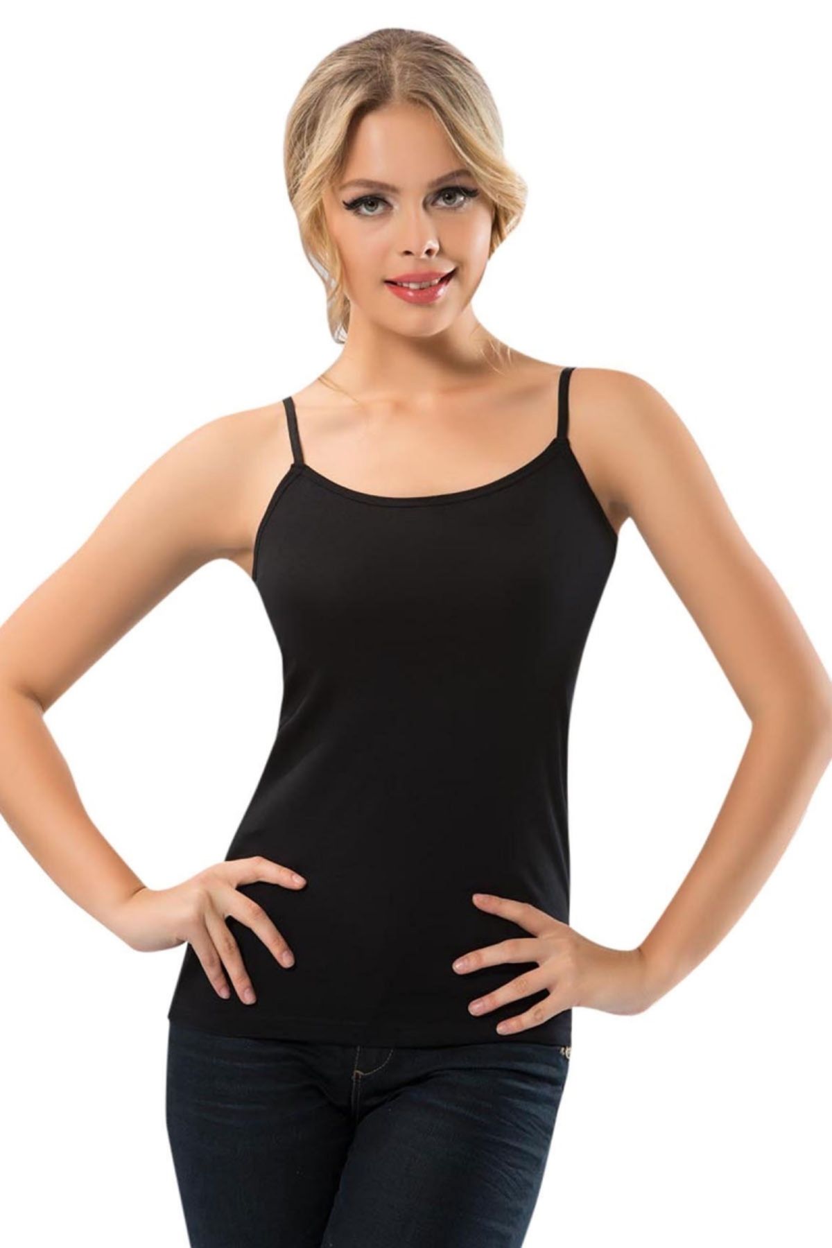 SHEYMA stl İnce Ayarlanabilir Askılı Geniş Yaka Atlet 2807