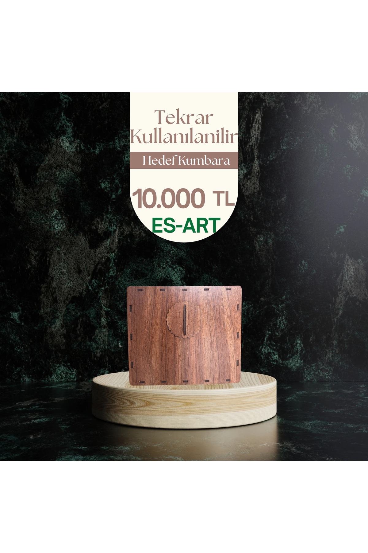 Tekrar Kullanılabilir Hedef Kumbara - Ahşap Kumbara - 10.000TL 4